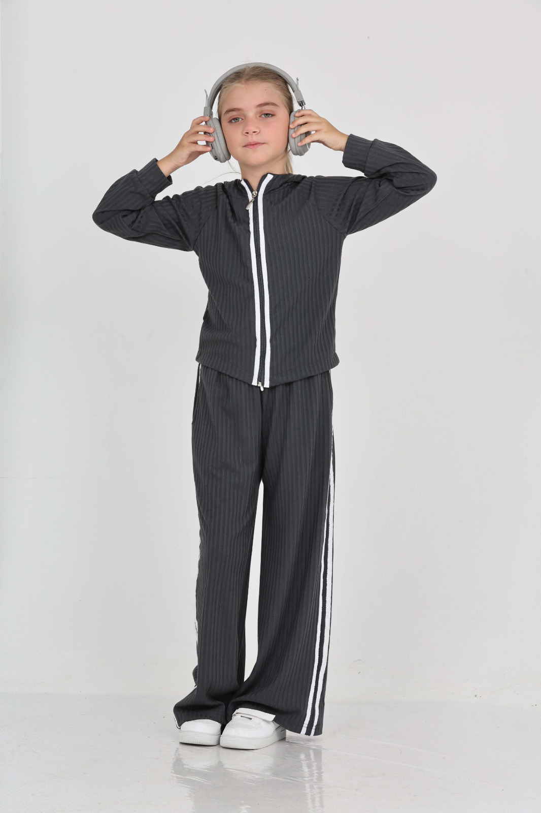 Toontoy Kız Çocuk Şerit Detaylı Eşofman Takım