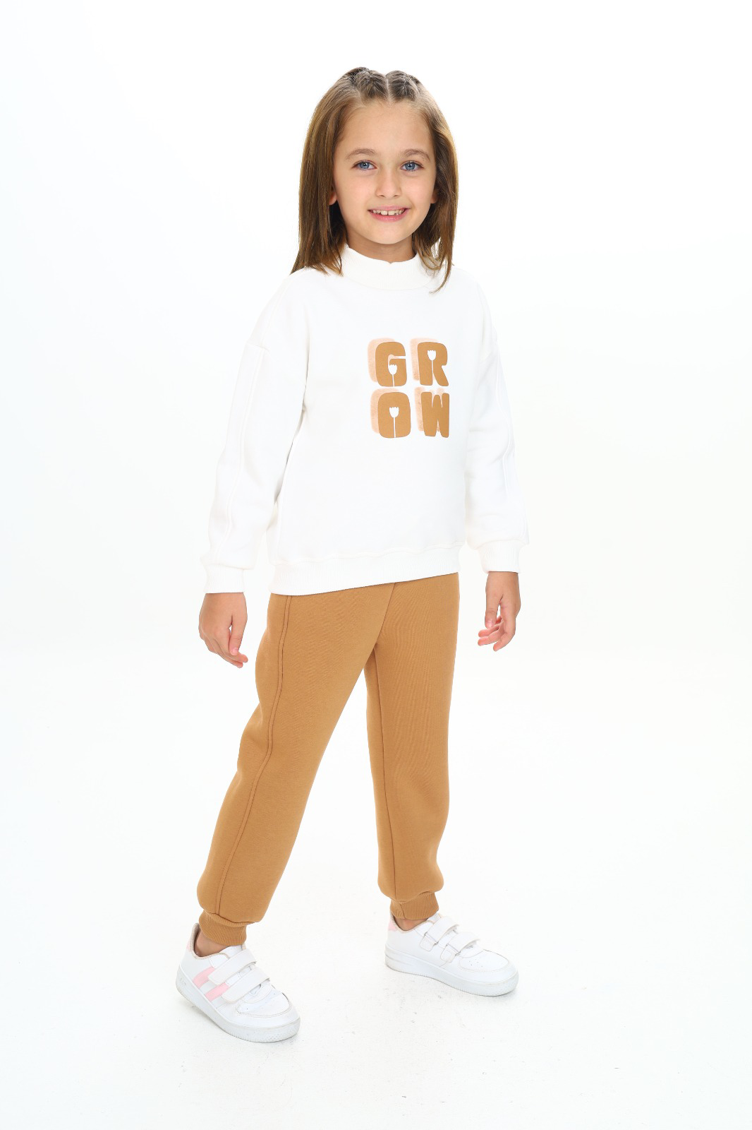 Toontoy Kız Çocuk Yarım Balıkçı Yaka Grow Baskılı Eşofman Takım