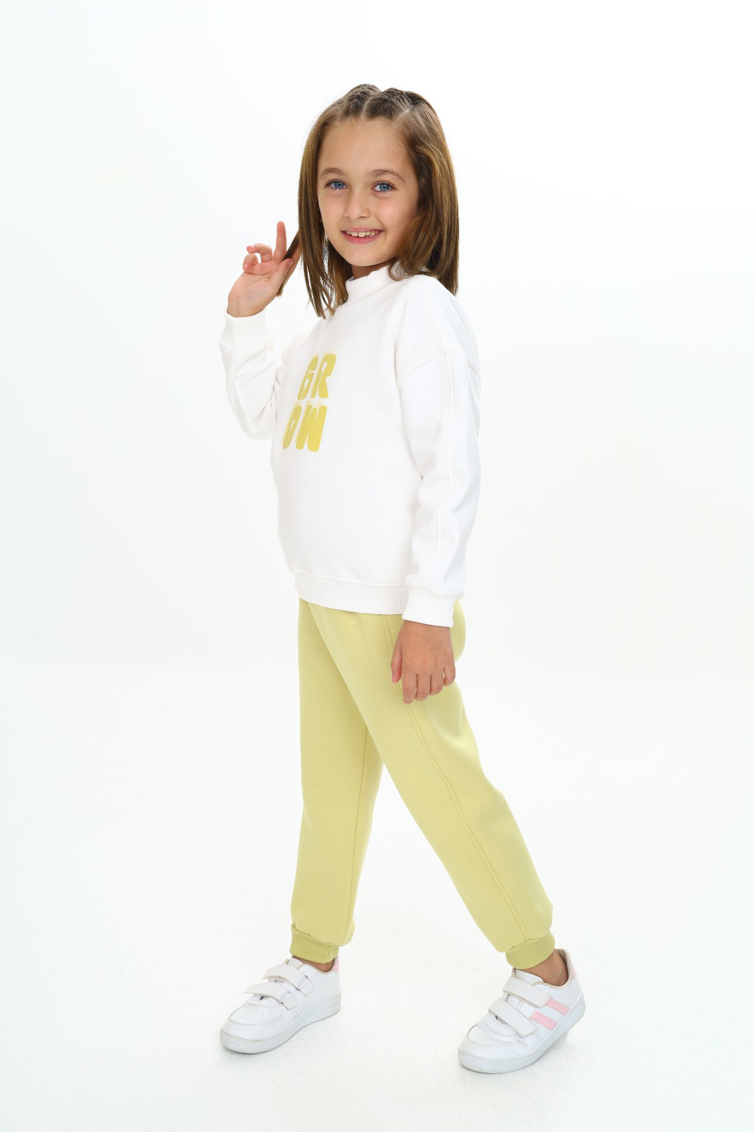 Toontoy Kız Çocuk Yarım Balıkçı Yaka Grow Baskılı Eşofman Takım