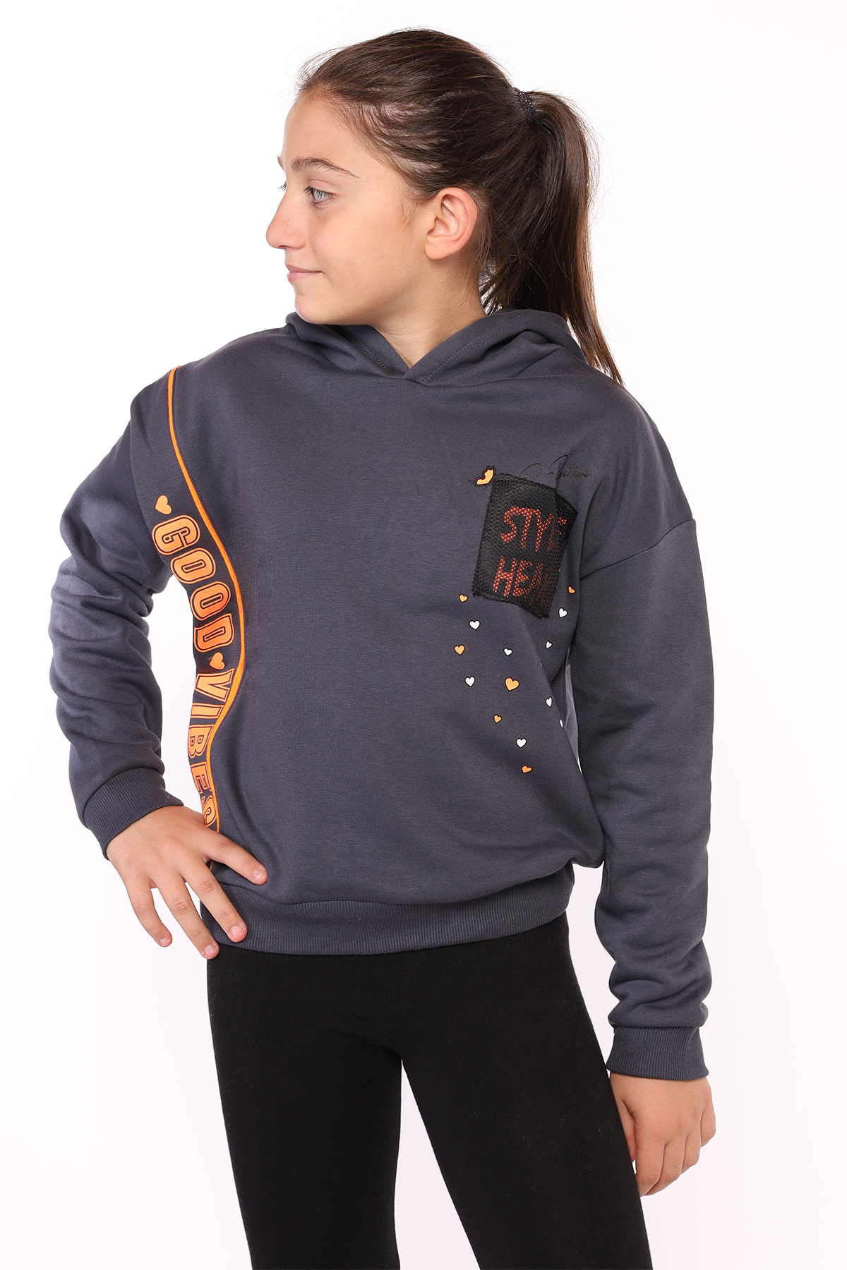 Toontoy Kız Çocuk İçi Pamuklu Baskılı Sweatshirt