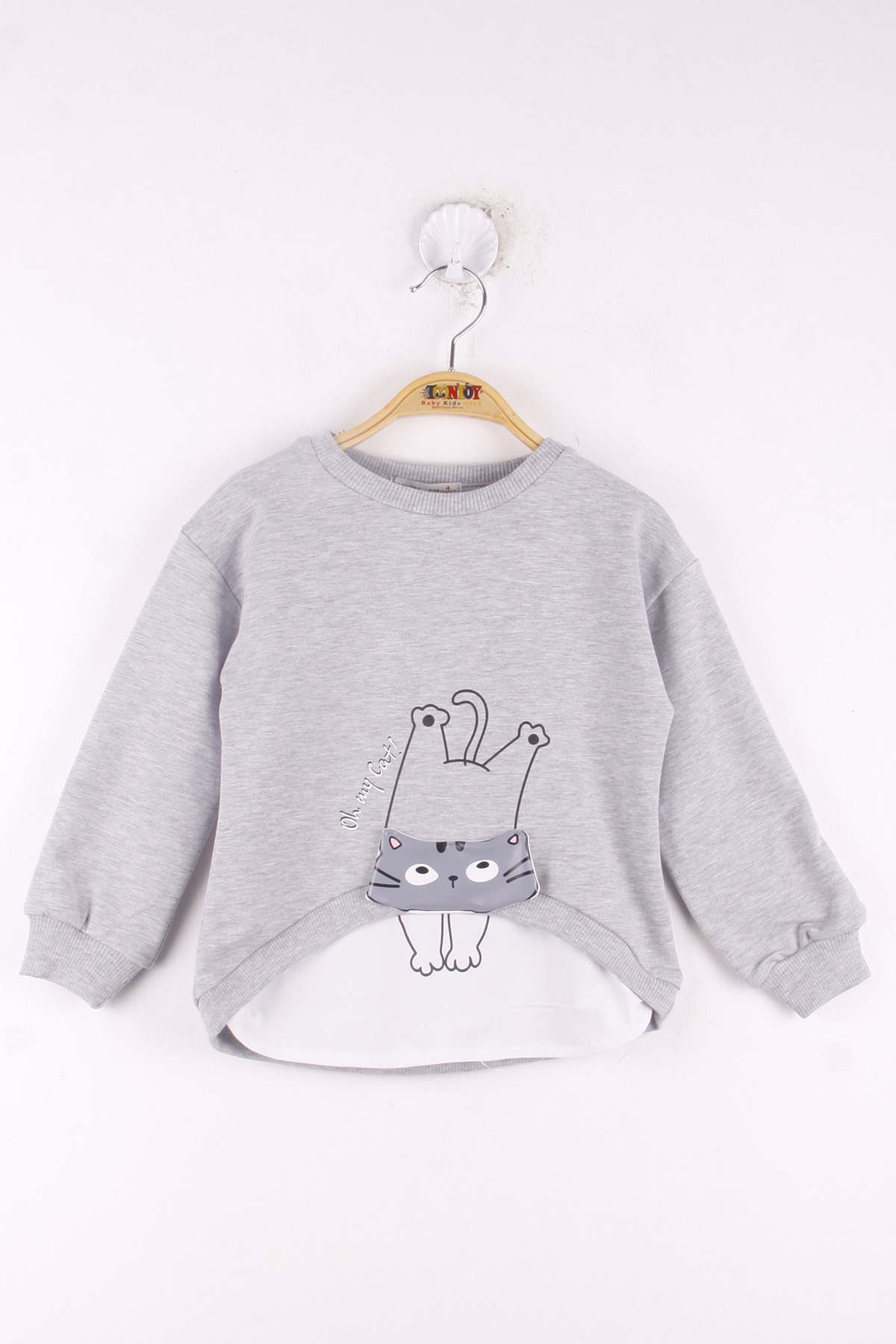 Toontoy Kız Çocuk Kedi Baskılı Sweatshirt