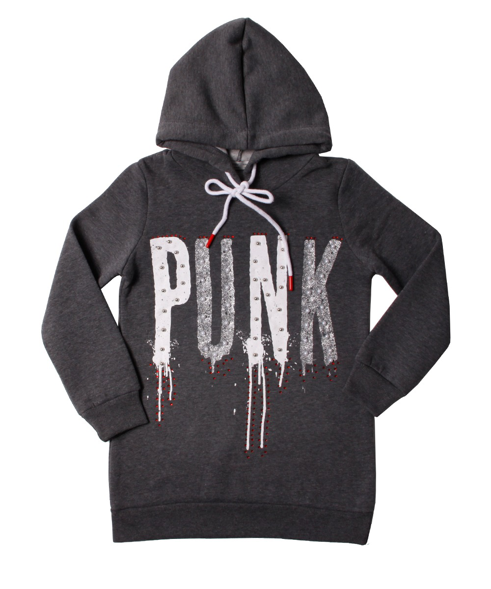 Toontoy Kız Çocuk Sweatshirt Kapşonlu Punk Baskılı