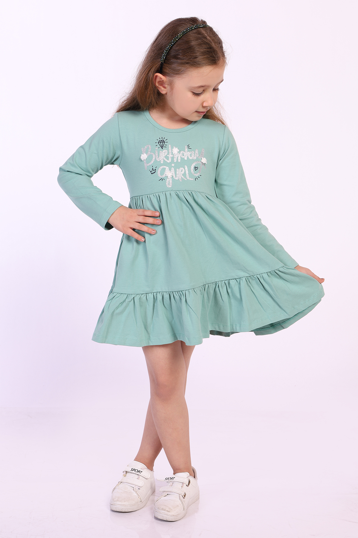 Toontoy Kız Çocuk Birthday Girl Baskılı Elbise