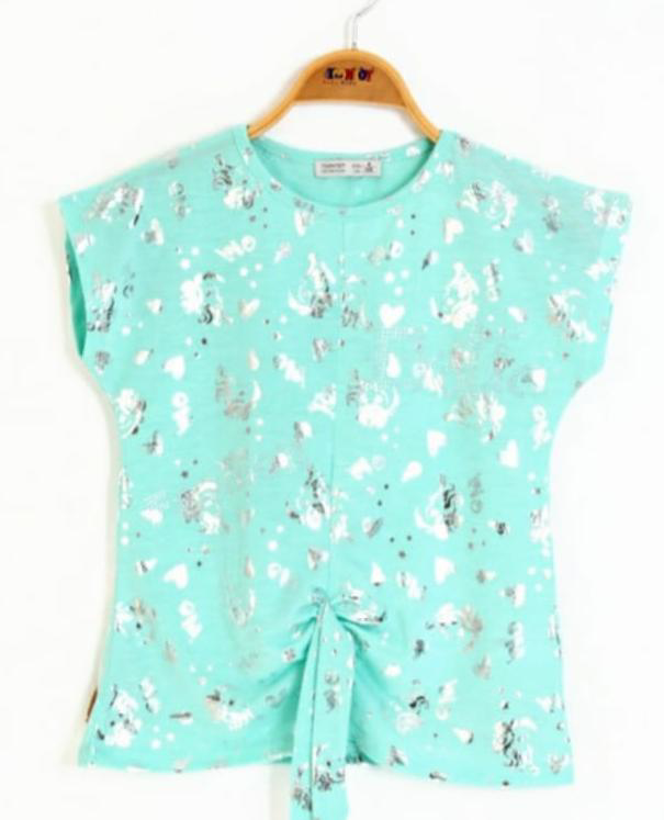 Toontoy Kız Çocuk Varak Baskılı Tişört