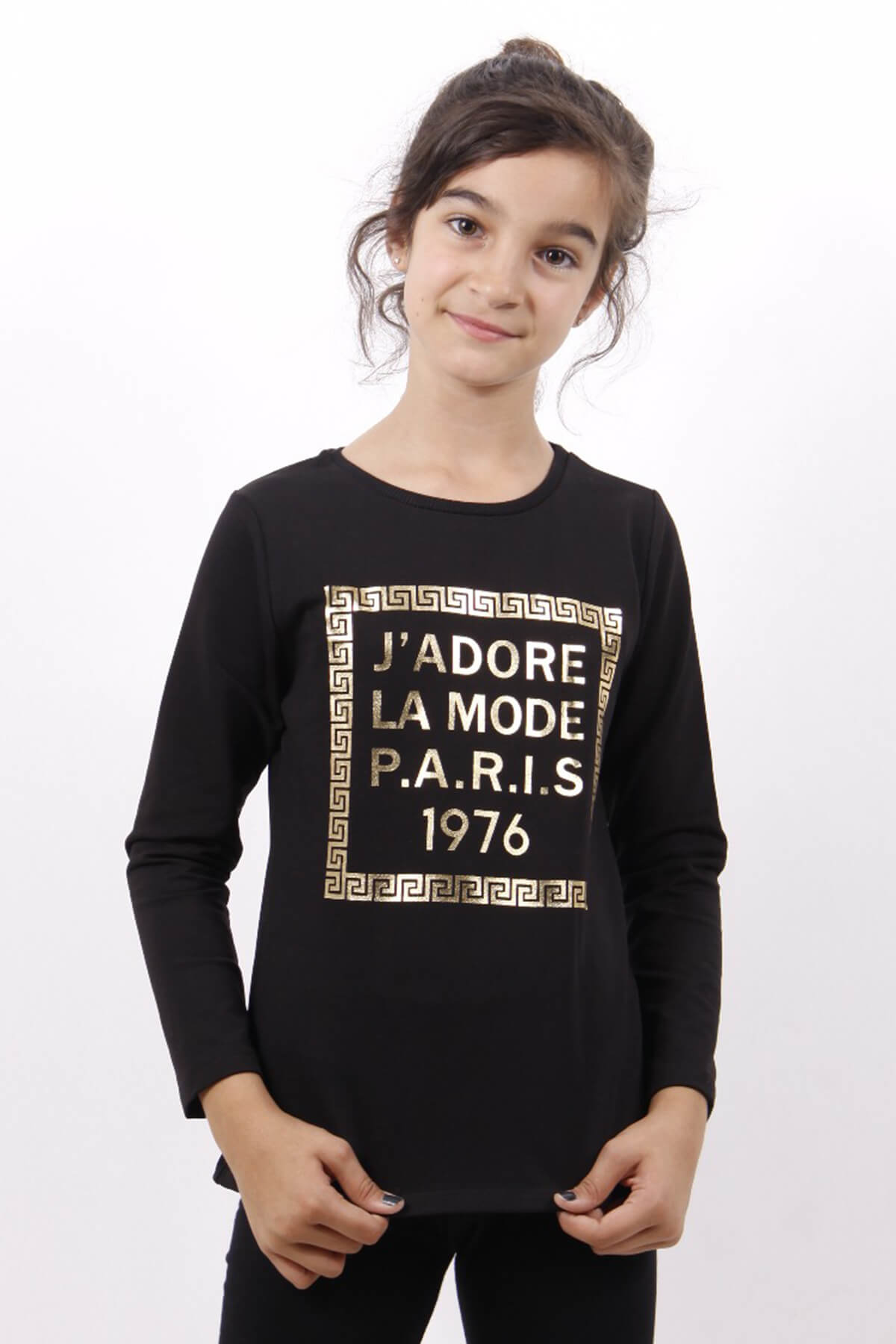 Toontoy Kız Çocuk Jadore Varak Baskılı Sweatshirt
