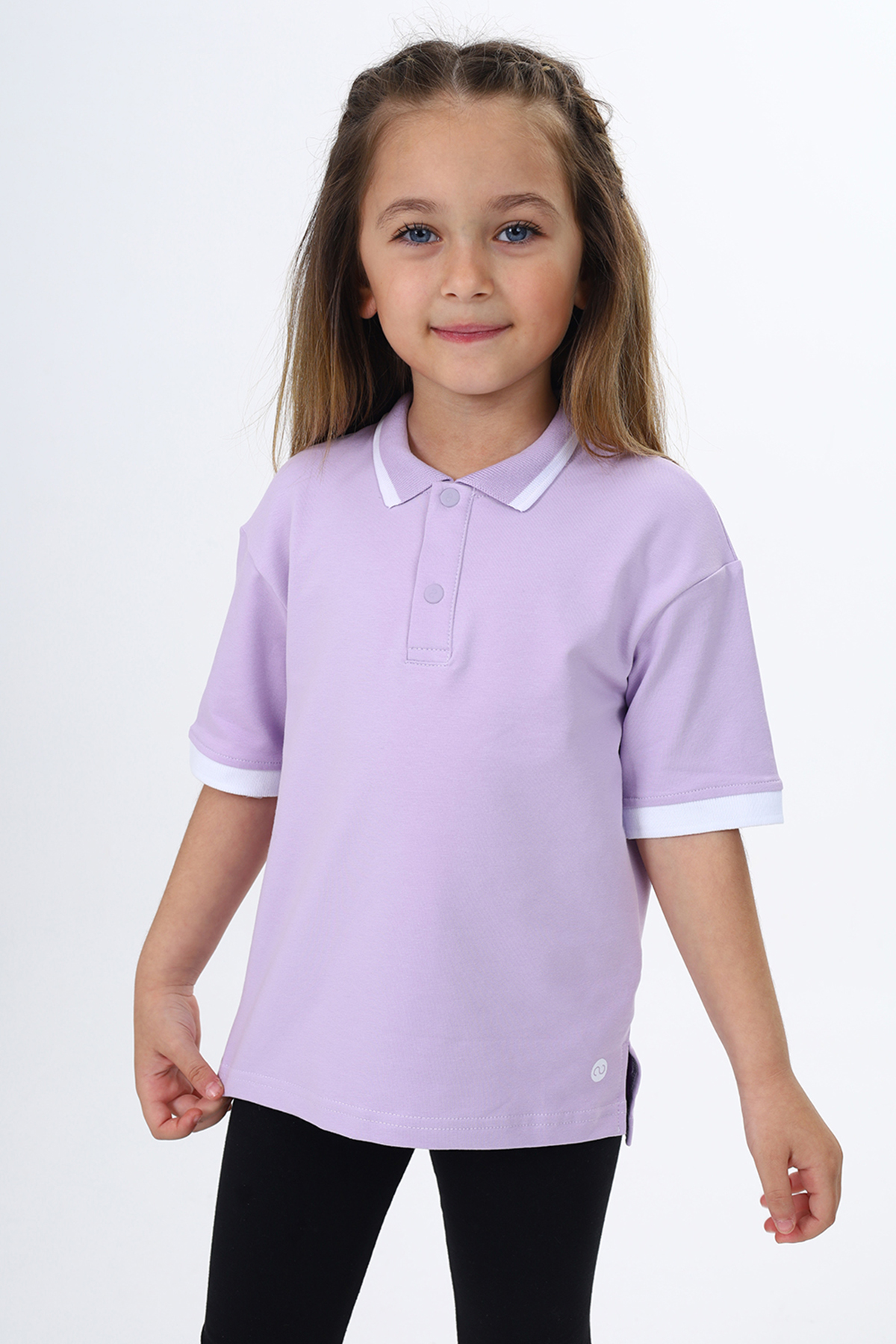 Toontoy Kız Çocuk Polo Yaka Baskılı Tişört