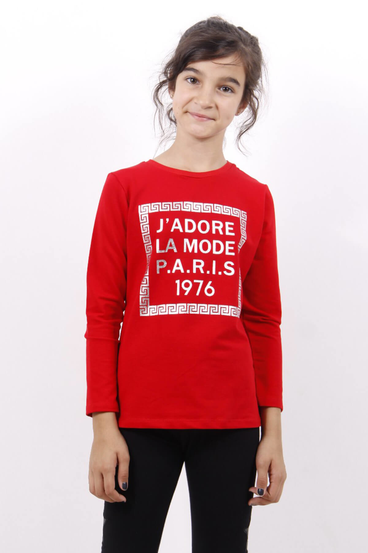 Toontoy Kız Çocuk Jadore Varak Baskılı Sweatshirt