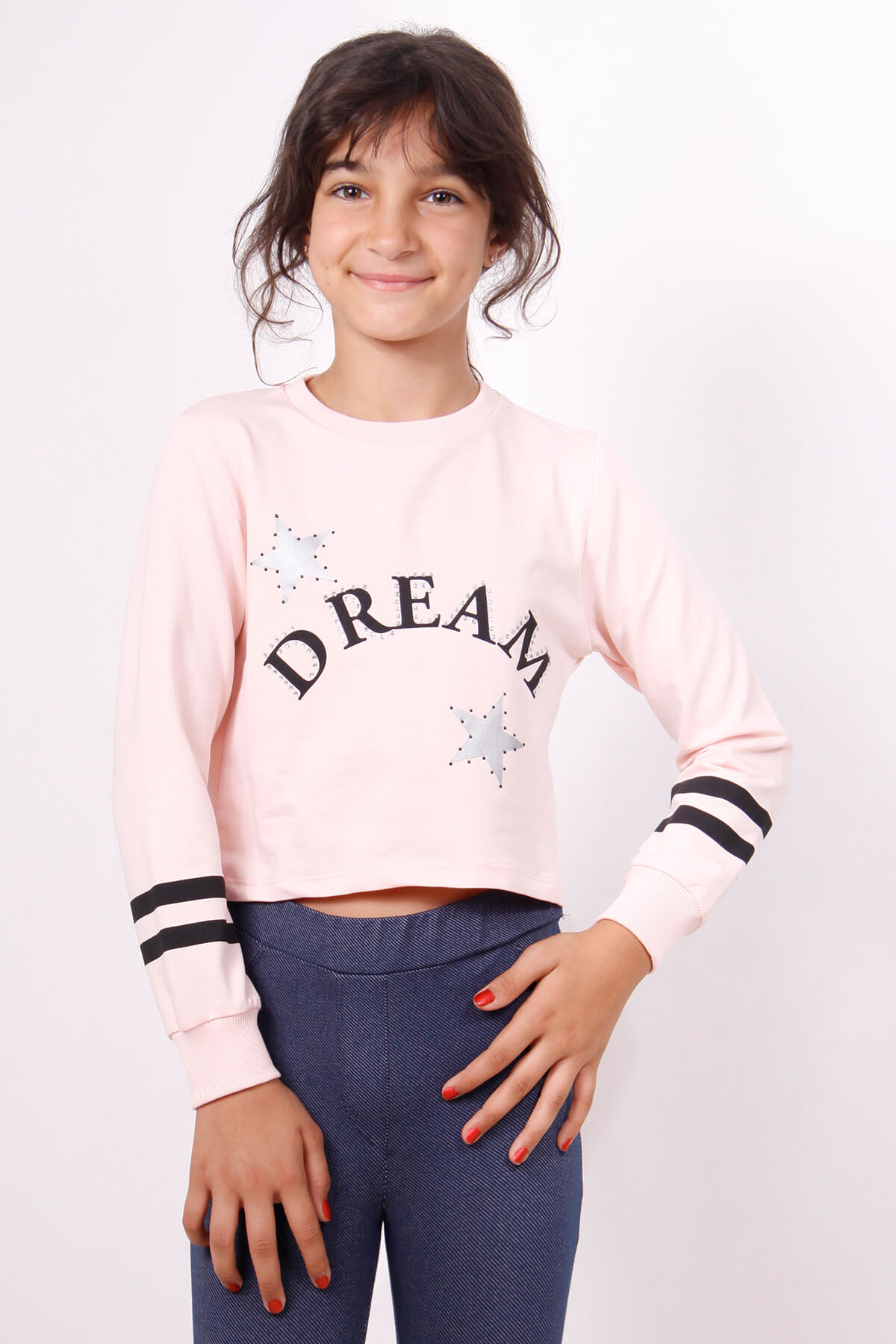 Toontoy Kız Çocuk Yıldızlı Dream Baskılı Sweatshirt