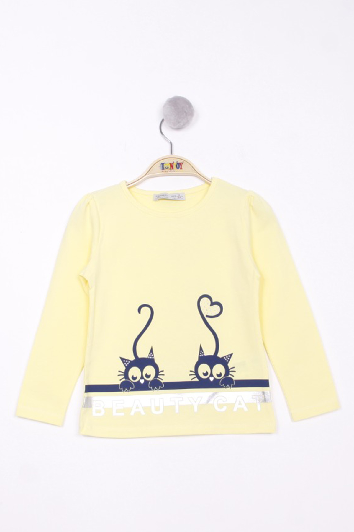 Toontoy Kız Çocuk Kedi Baskılı T-Shirt