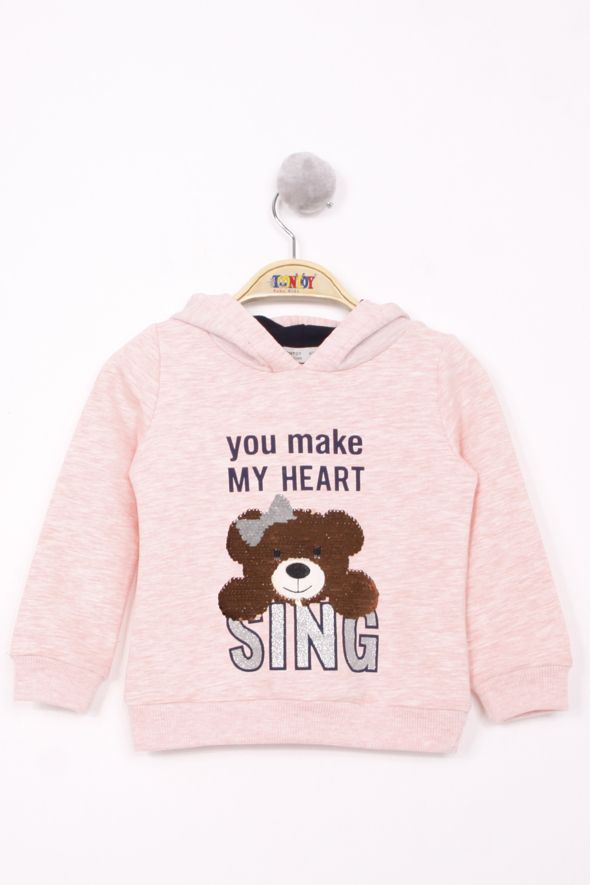 Toontoy Kız Çocuk Pullu Ayıcık Nakışlı Sweatshirt