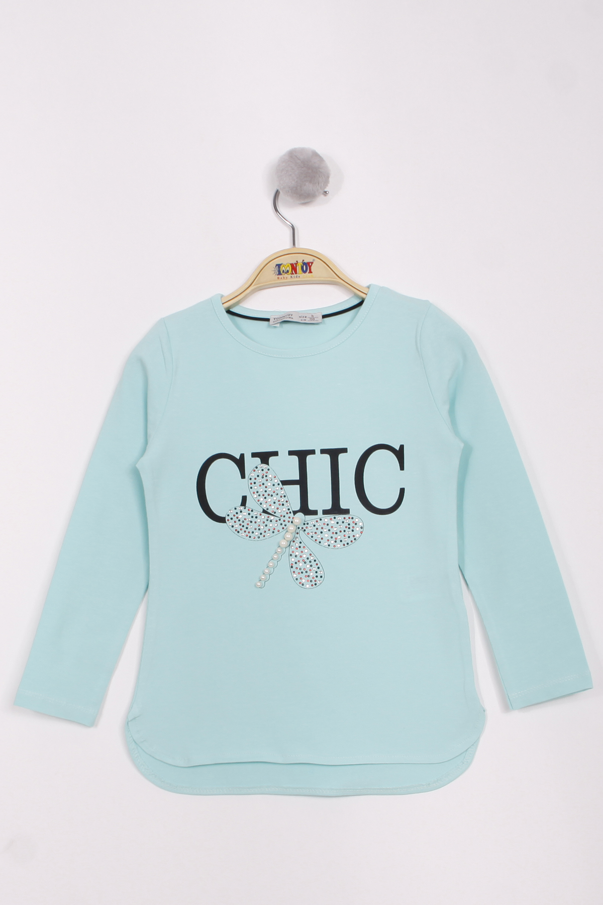 Toontoy Kız Çocuk Yusufçuk Baskılı İnci Detaylı T-Shirt