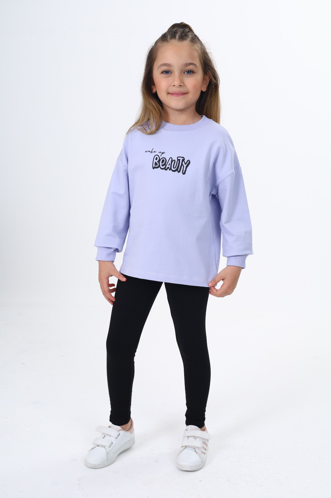 Toontoy Kız Çocuk  Beauty Baskılı Taytlı Takım