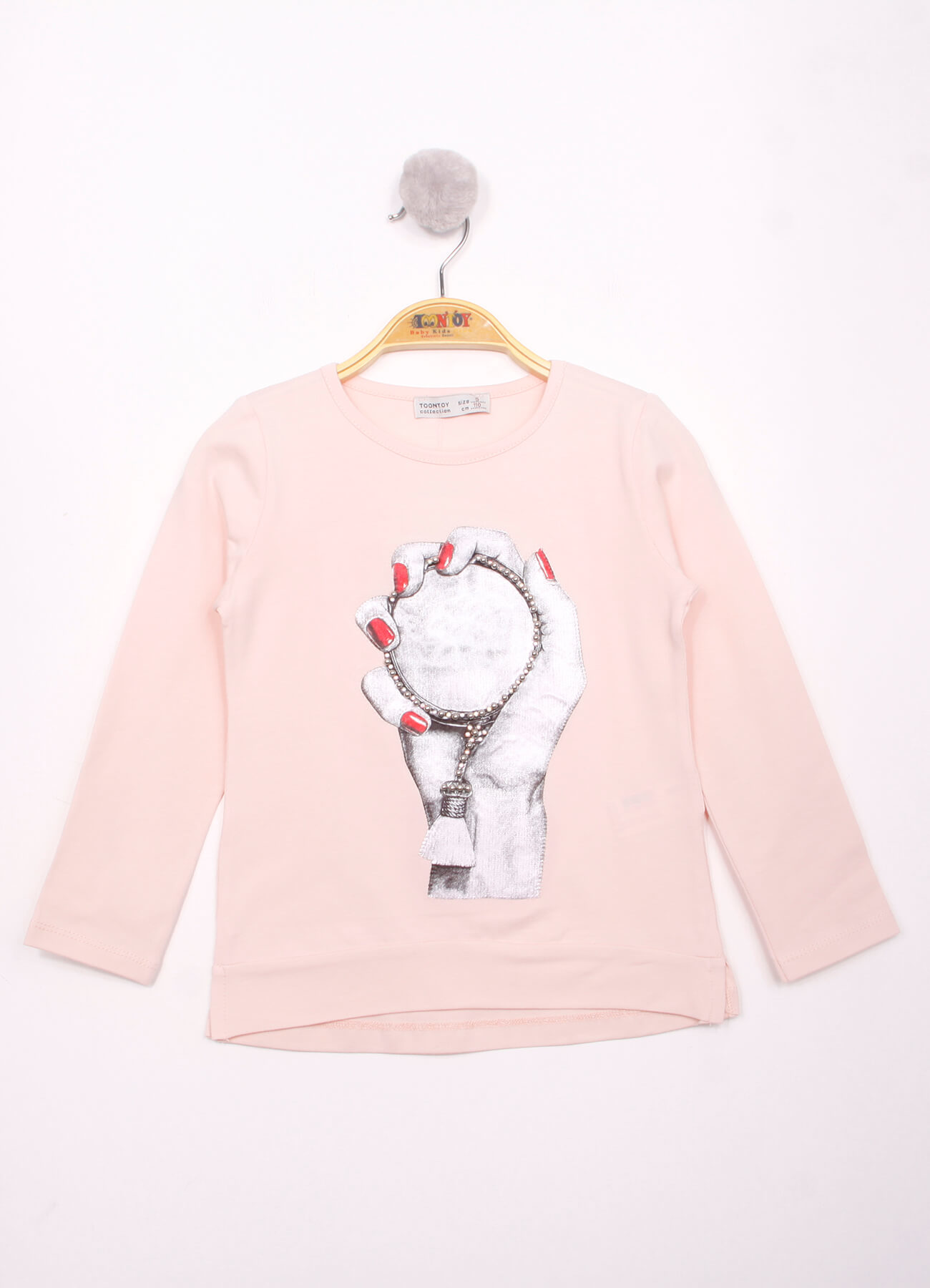 Toontoy Kız Çocuk El Baskılı T-Shirt