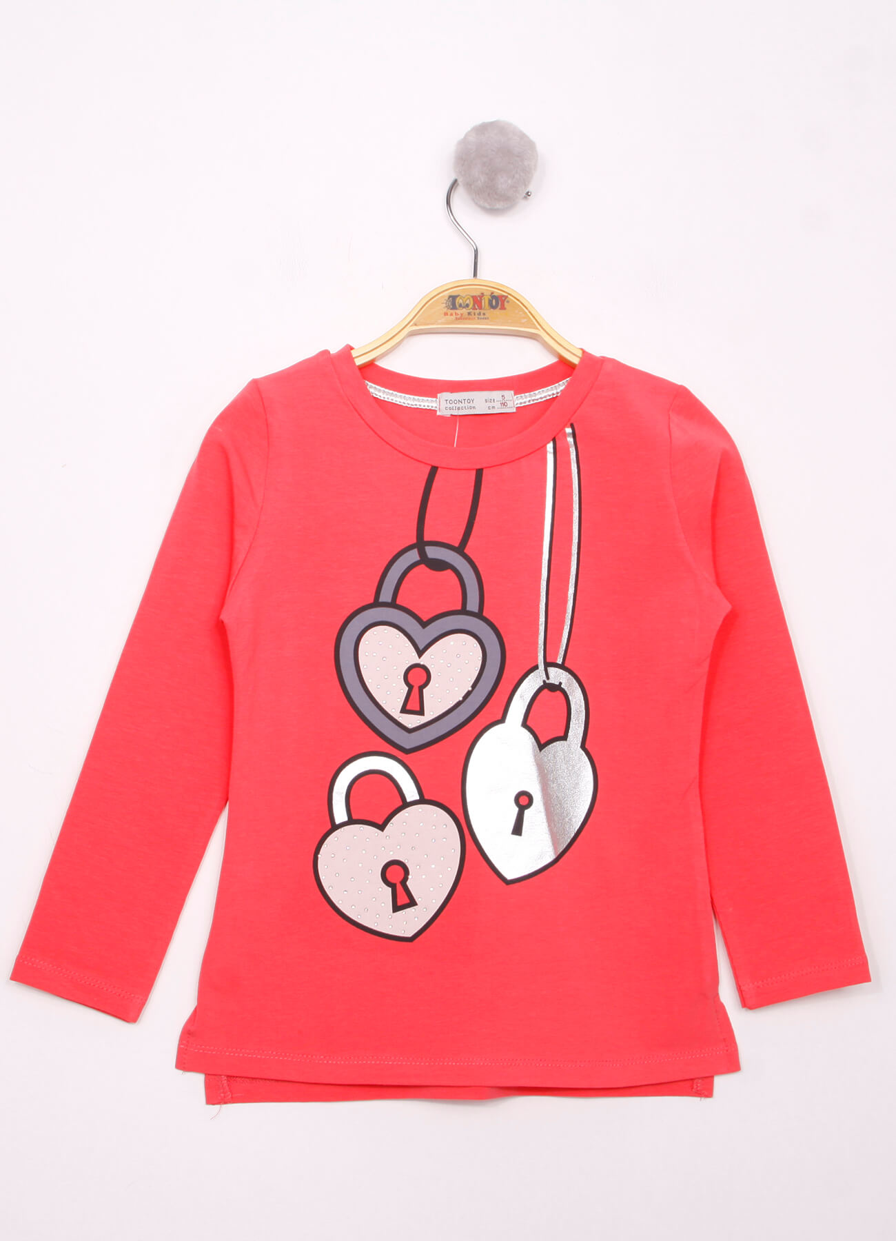 Toontoy Kız Çocuk Kalp Baskılı T-Shirt