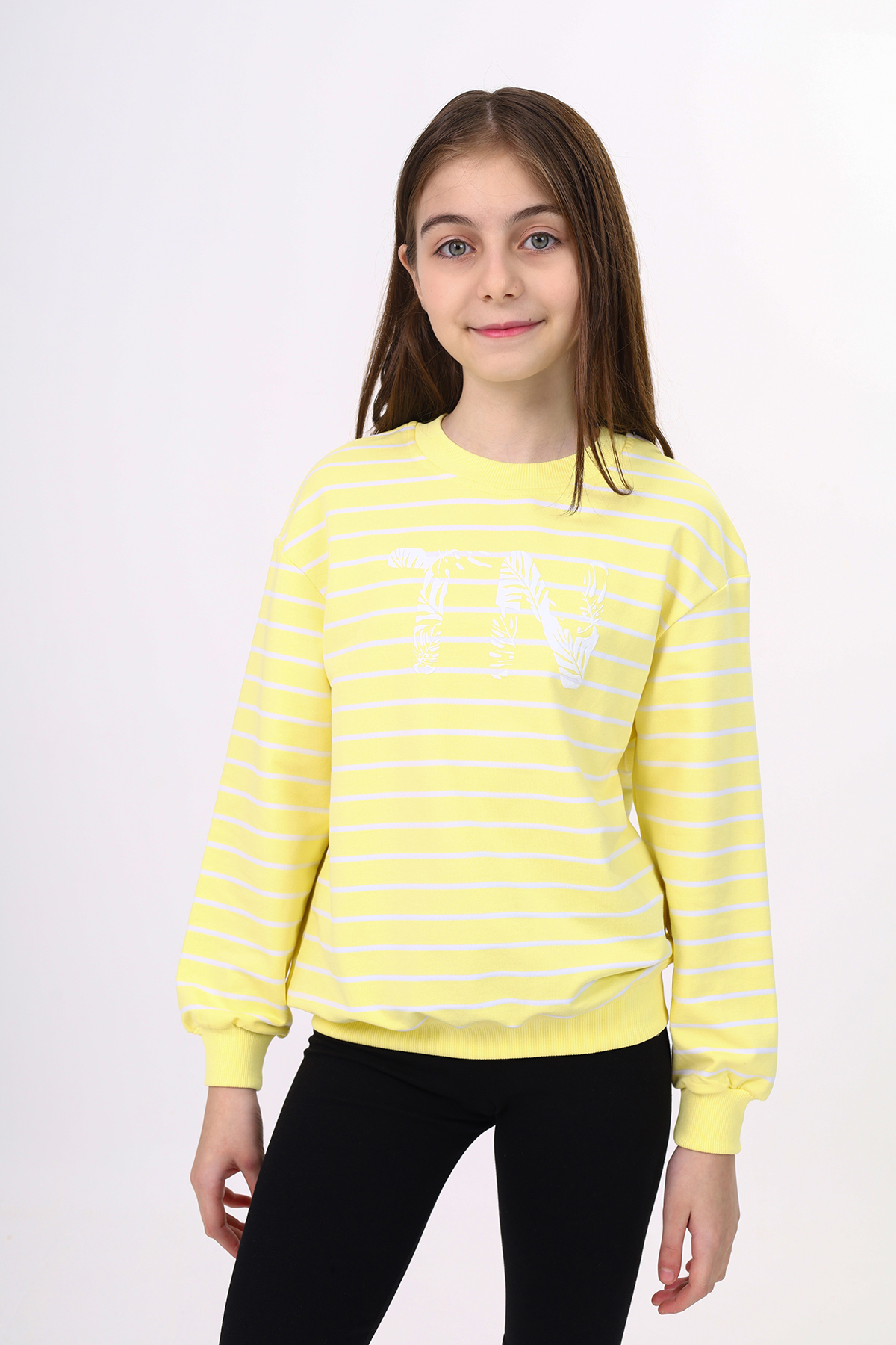 Toontoy Kız Çocuk Çizgili Sweatshirt
