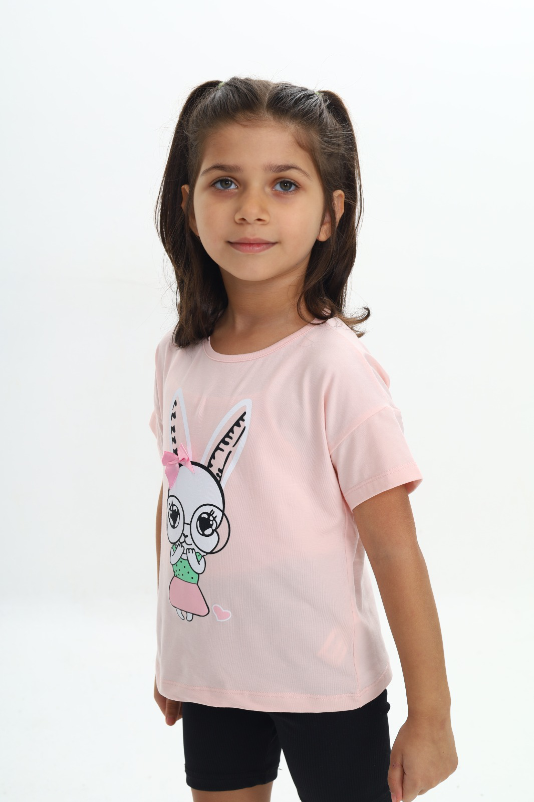 Toontoy Kız Çocuk Tavşan Baskılı Tişört
