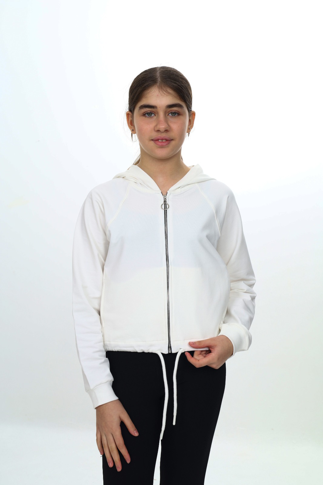 Toontoy Kız Çocuk Komple Kalp Baskılı Kapüşonlu Hırka