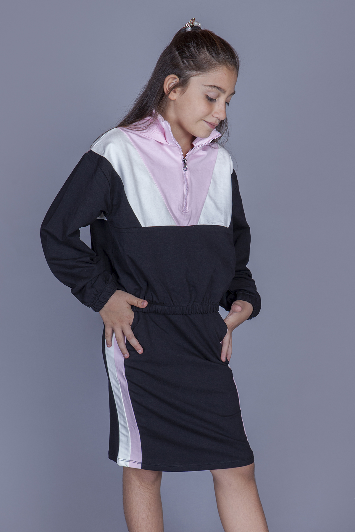 Toontoy Kız Çocuk Kapüşonlu Garni Etekli Takım