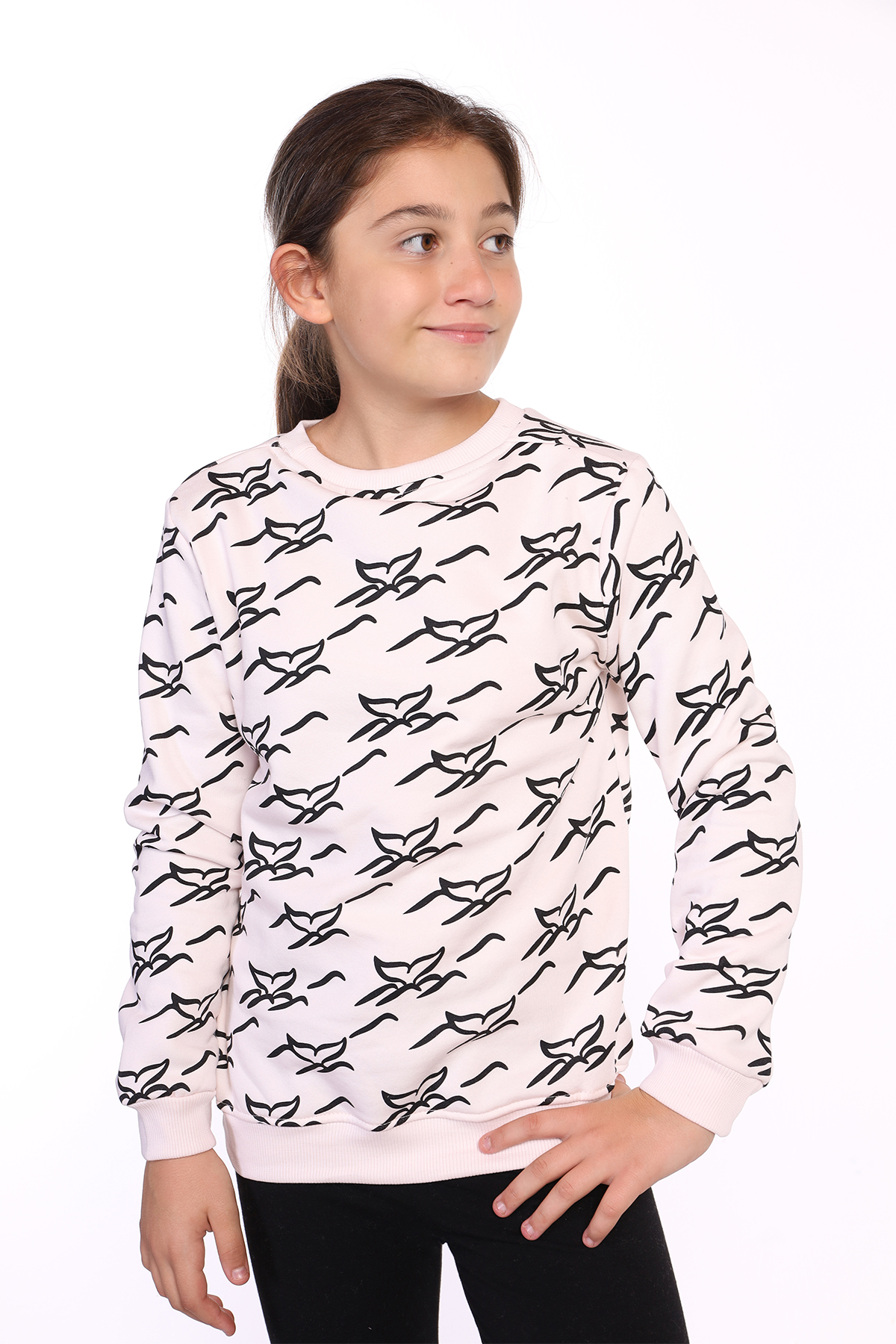 Toontoy Kız Çocuk Komple Balık Kuyruğu Baskılı Sweatshirt