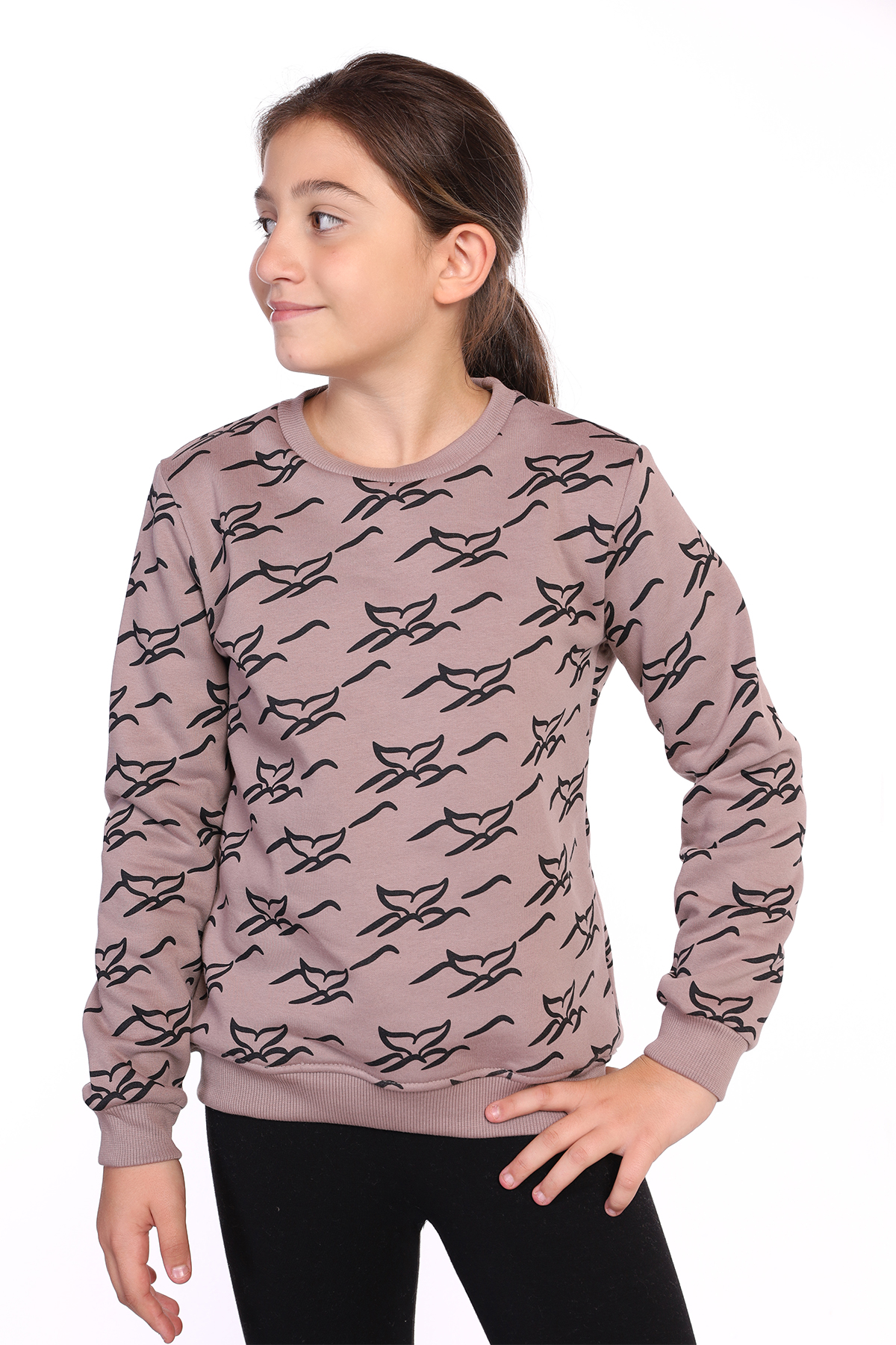 Toontoy Kız Çocuk Komple Balık Kuyruğu Baskılı Sweatshirt