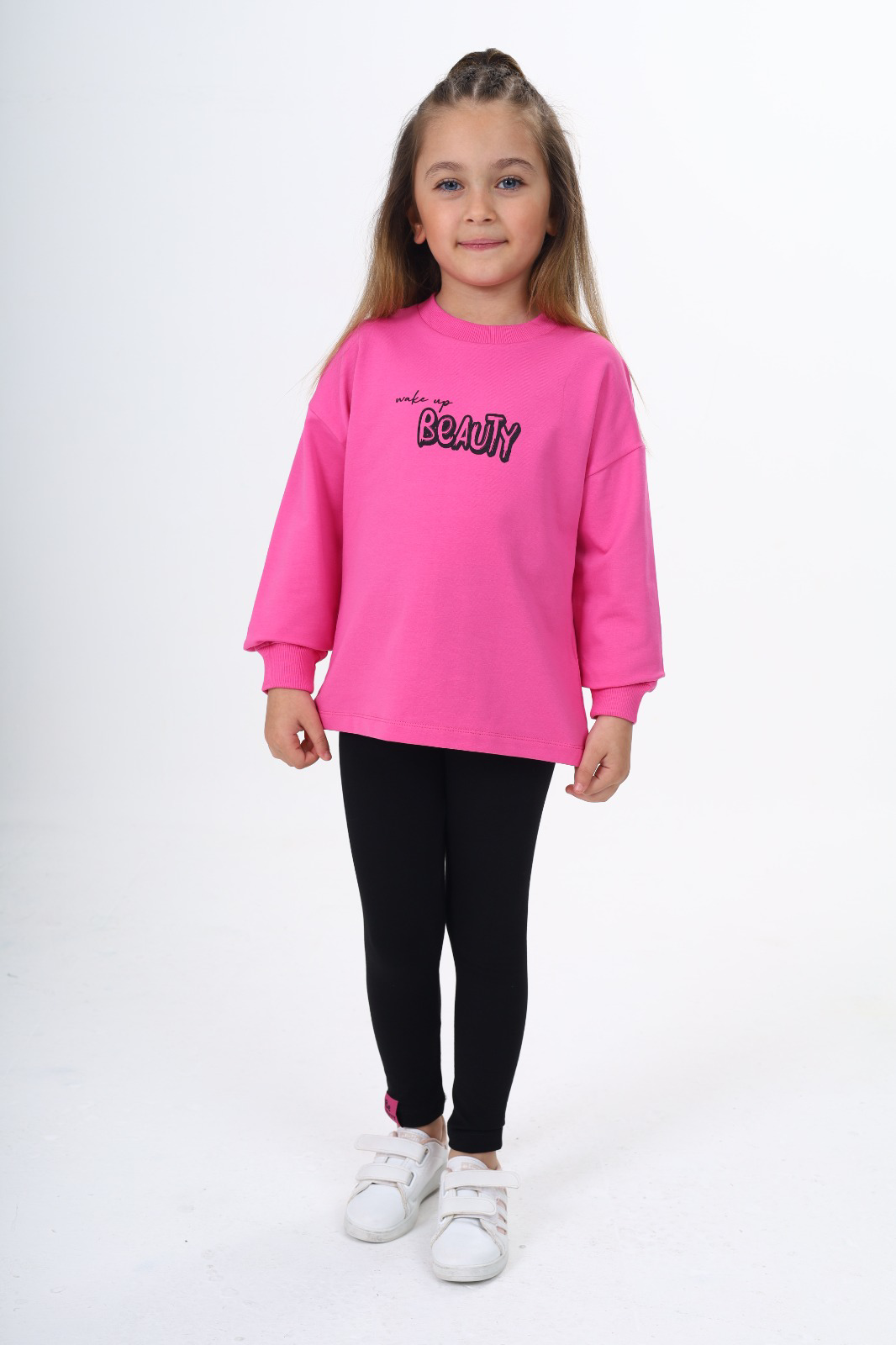 Toontoy Kız Çocuk  Beauty Baskılı Taytlı Takım