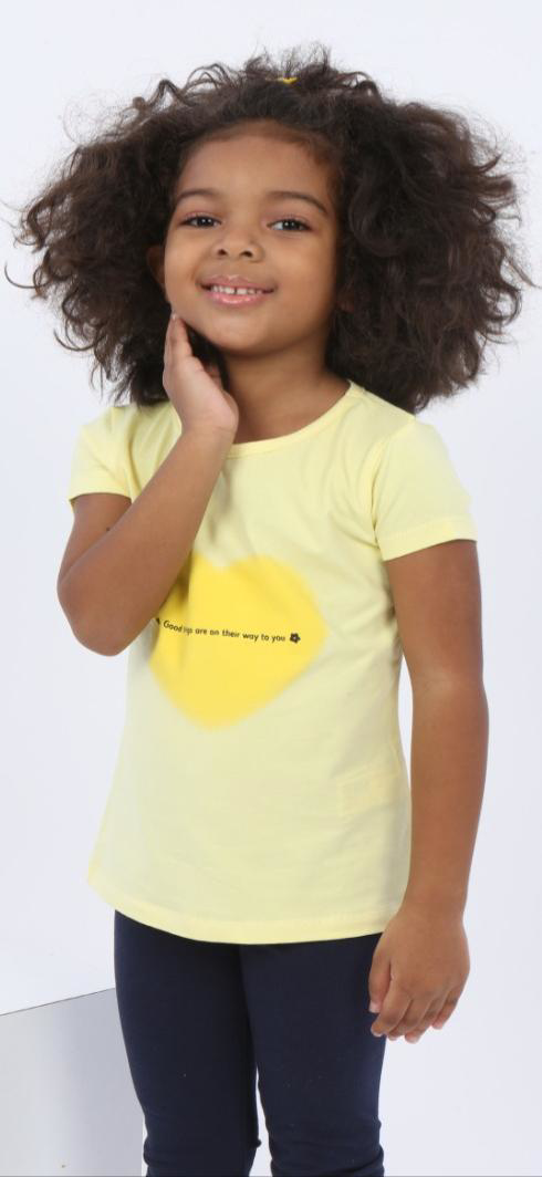 Toontoy Kız Çocuk Kalpli Yazı Baskılı Tişört