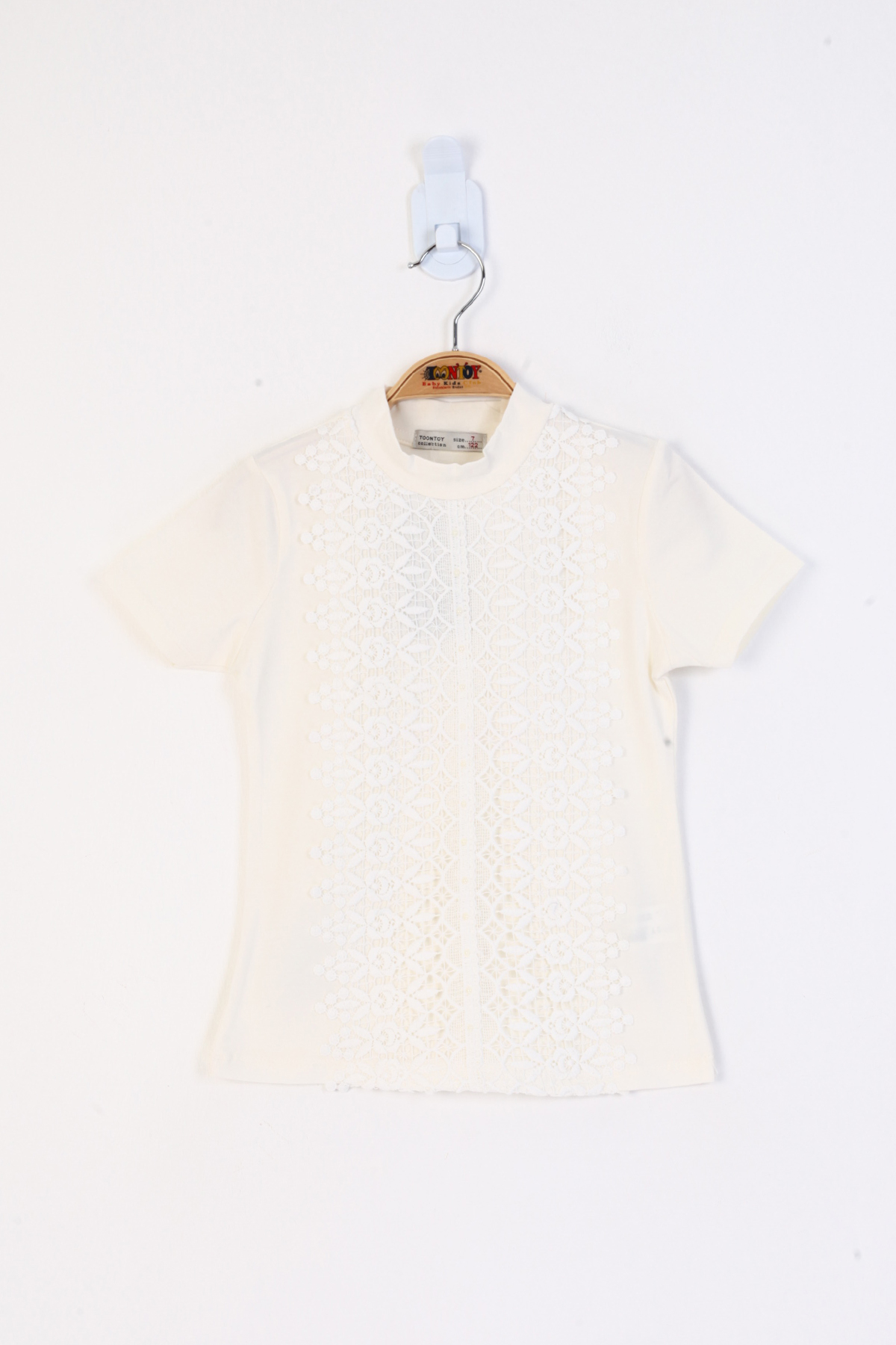 Toontoy Kız Çocuk Önü Dantelli İnci Detaylı T-Shirt