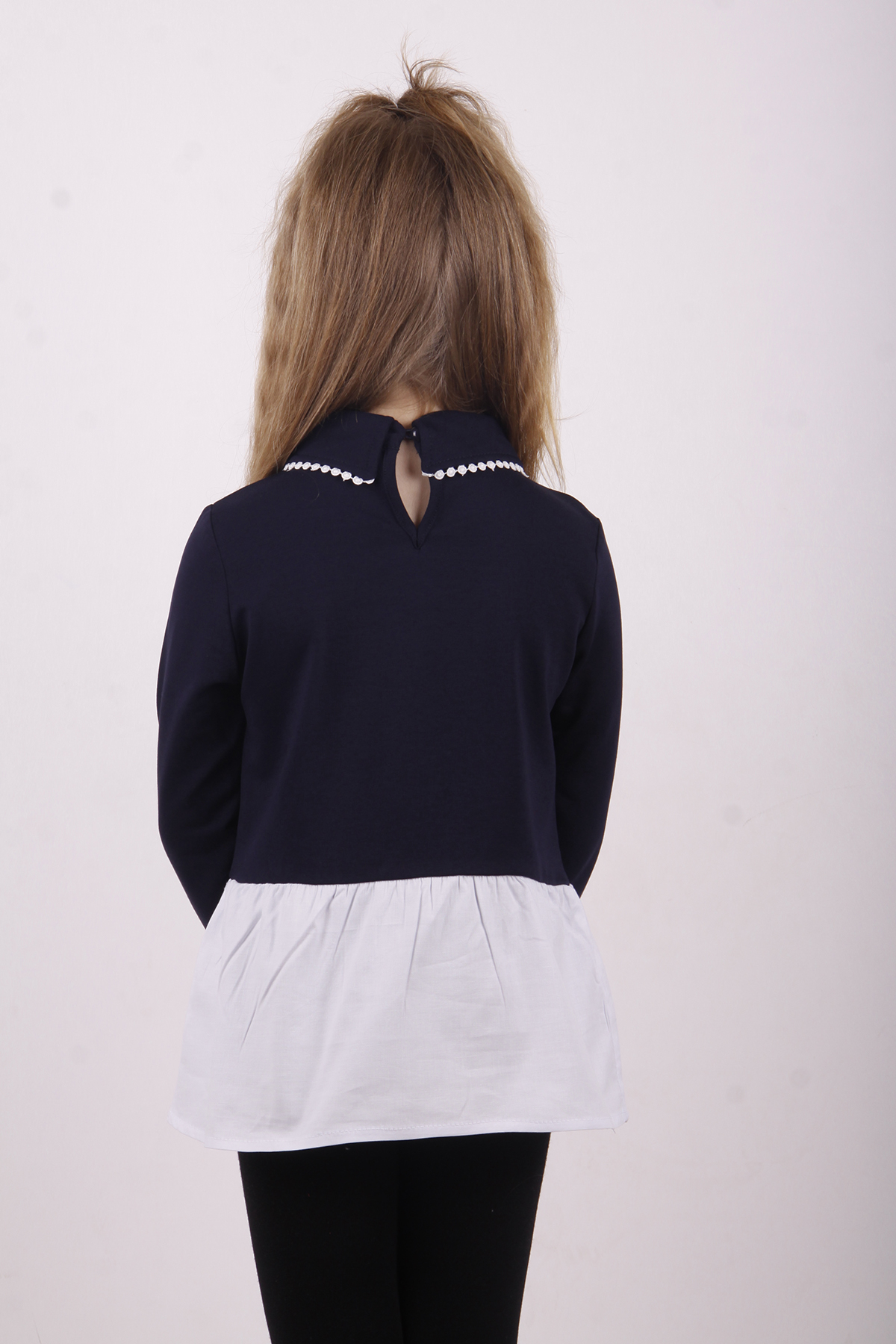 Toontoy Kız Çocuk Gömlek Detaylı Yakası Aksesuarlı Sweatshirt