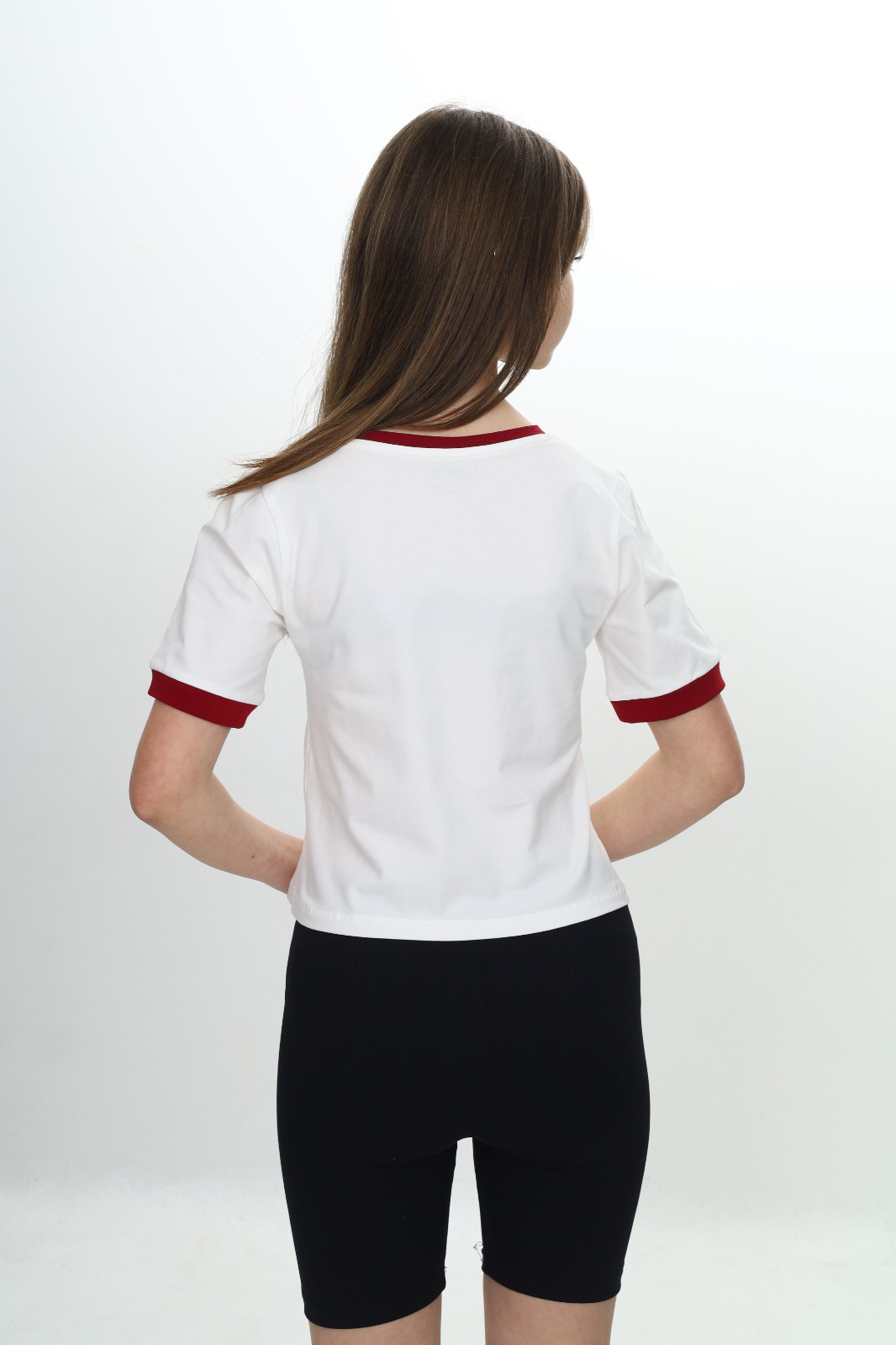 Toontoy Kız Çocuk Crop Garni Baskılı Tişört