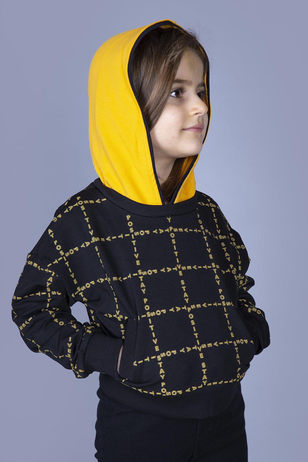 Toontoy Kız Çocuk Positive Baskılı Crop Sweatshirt