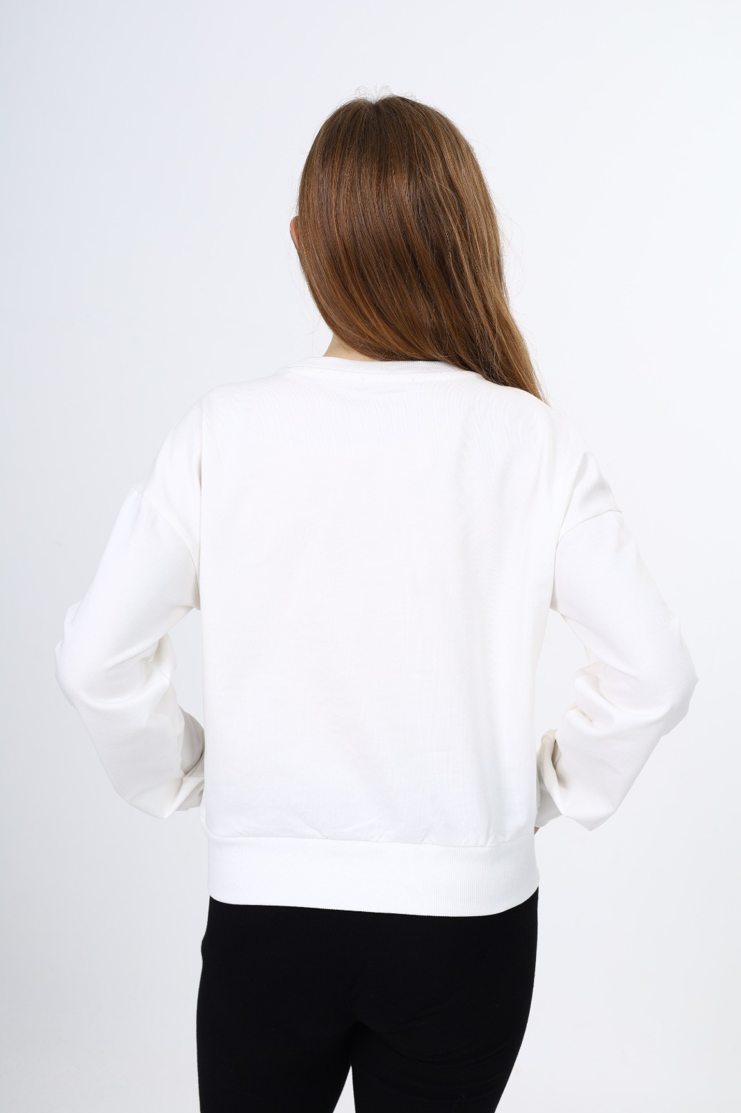 Toontoy Kız Çocuk Düşük Omuz Gazeli  Okul Sweatshirt