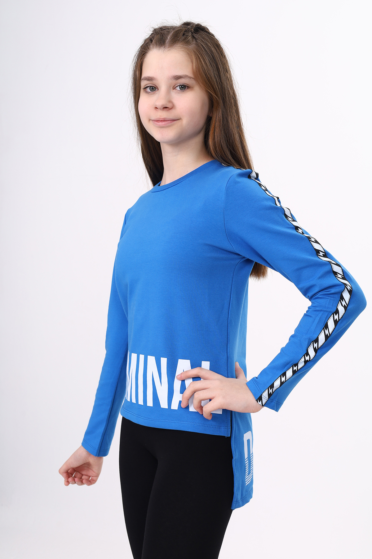 Toontoy Kız Çocuk Criminal Baskılı İki Kolu Şeritli Tişört