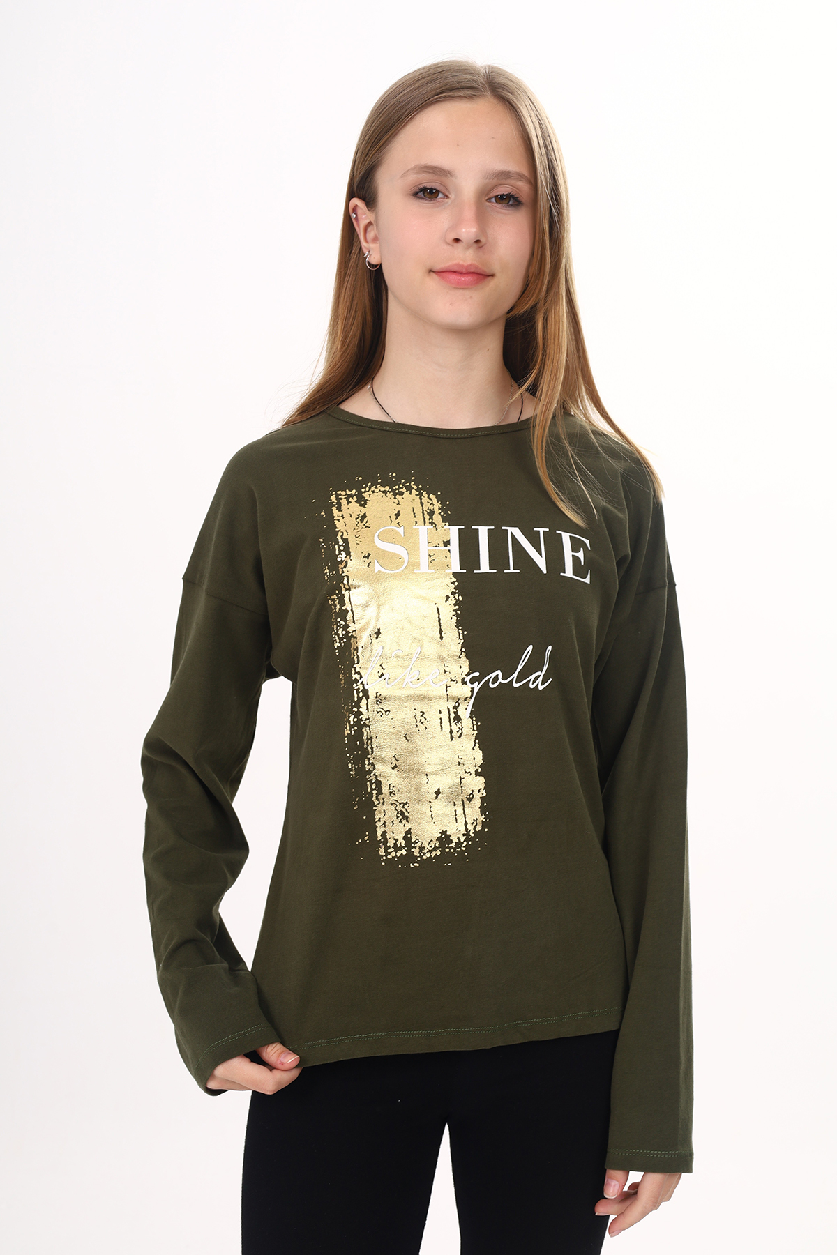 Toontoy Kız Çocuk Sweatshirt Shine Varak Baskılı