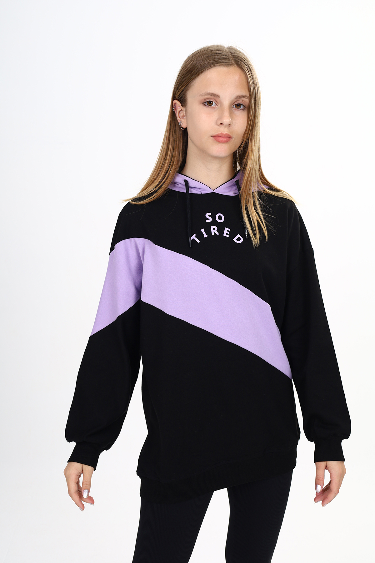 Toontoy Kız Çocuk So Tıred Baskılı Elbise