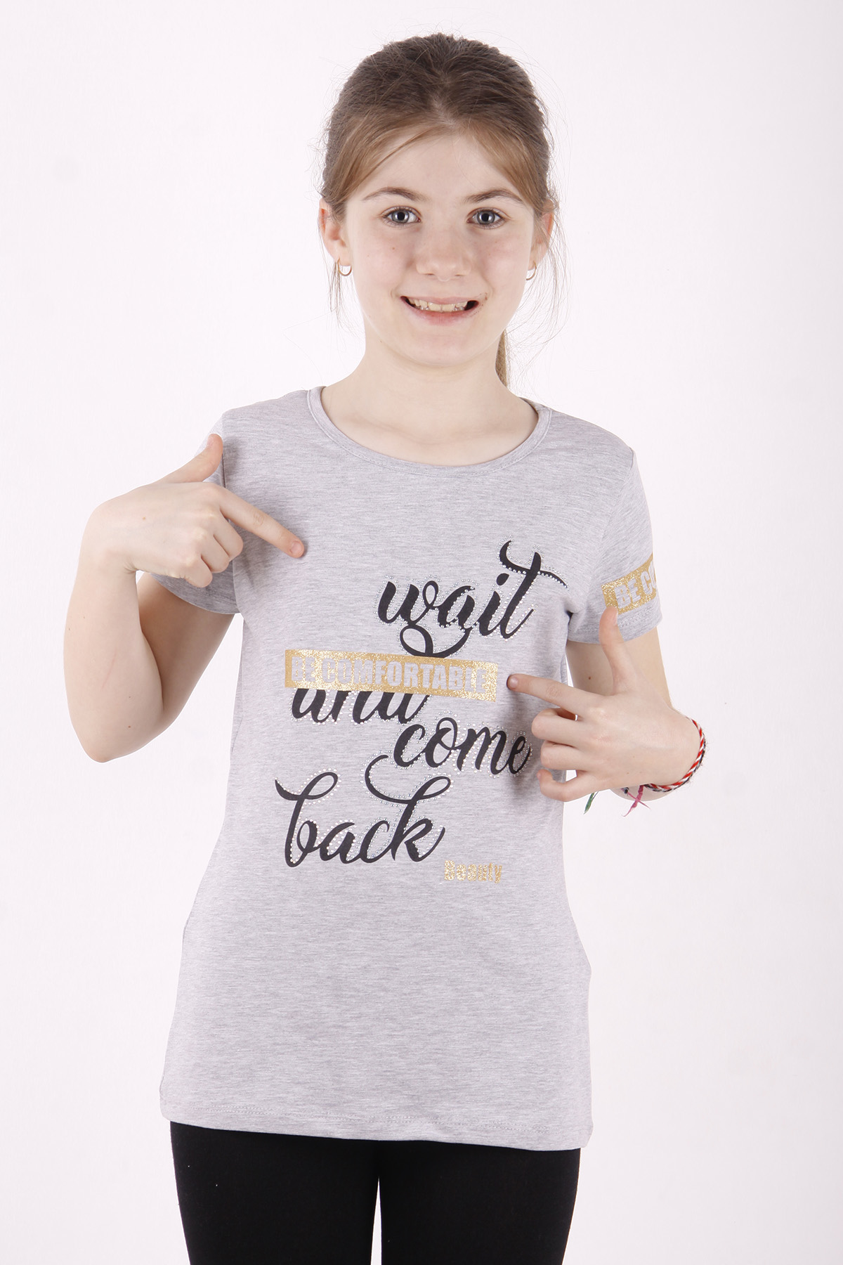 Toontoy Kız Çocuk Slogan Baskılı Tişört