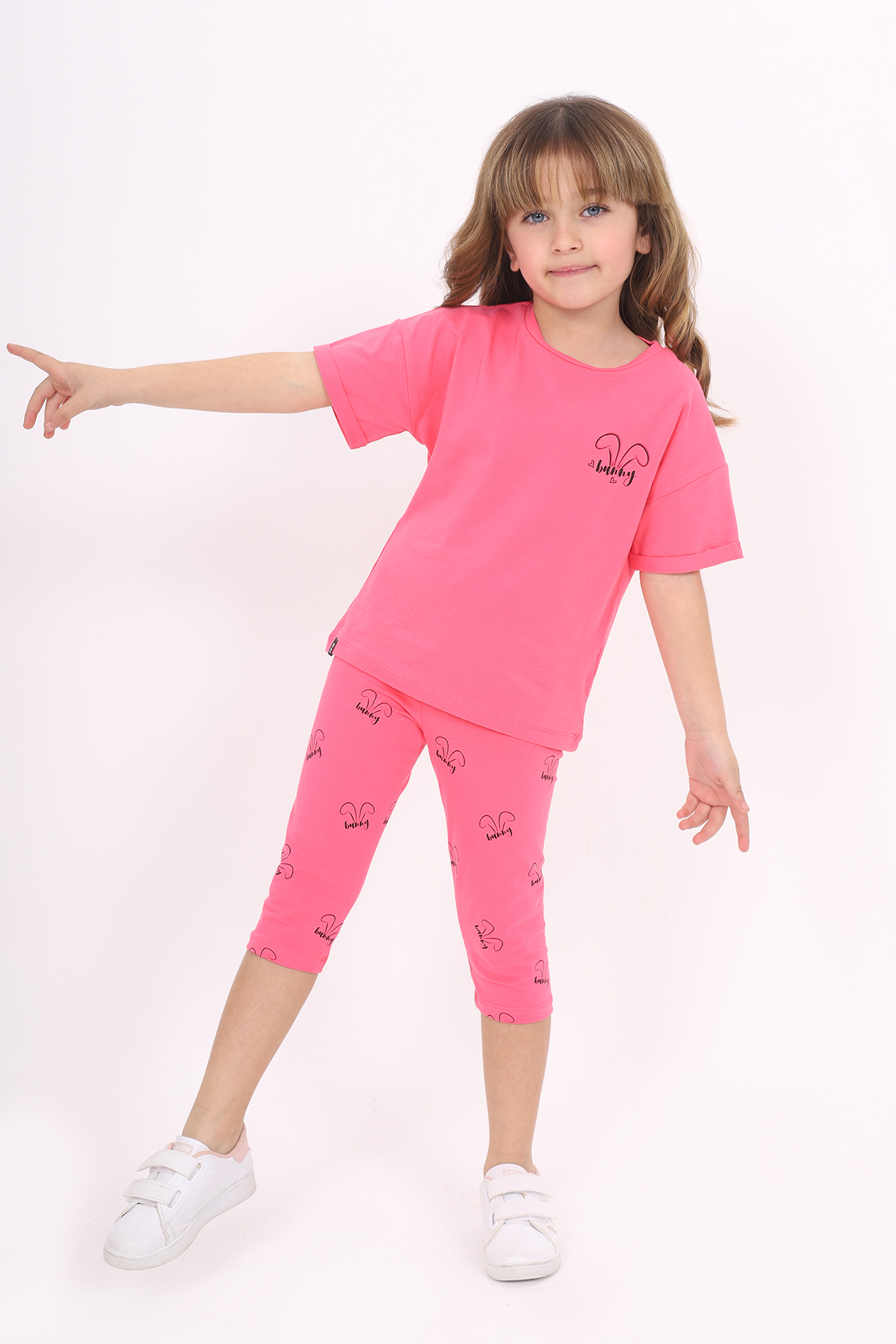 Toontoy Kız Çocuk Bunny Baskılı Kaprili Takım