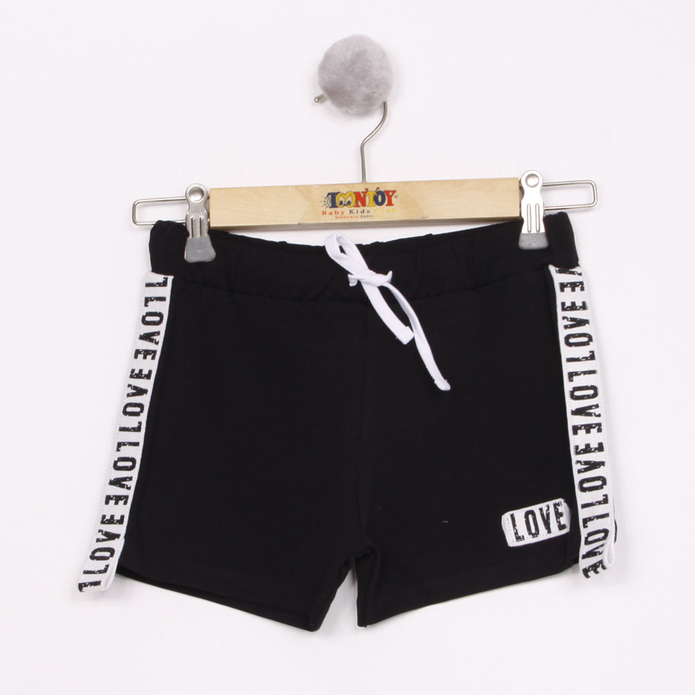 Toontoy Kız Çocuk Love Şeritli Şort