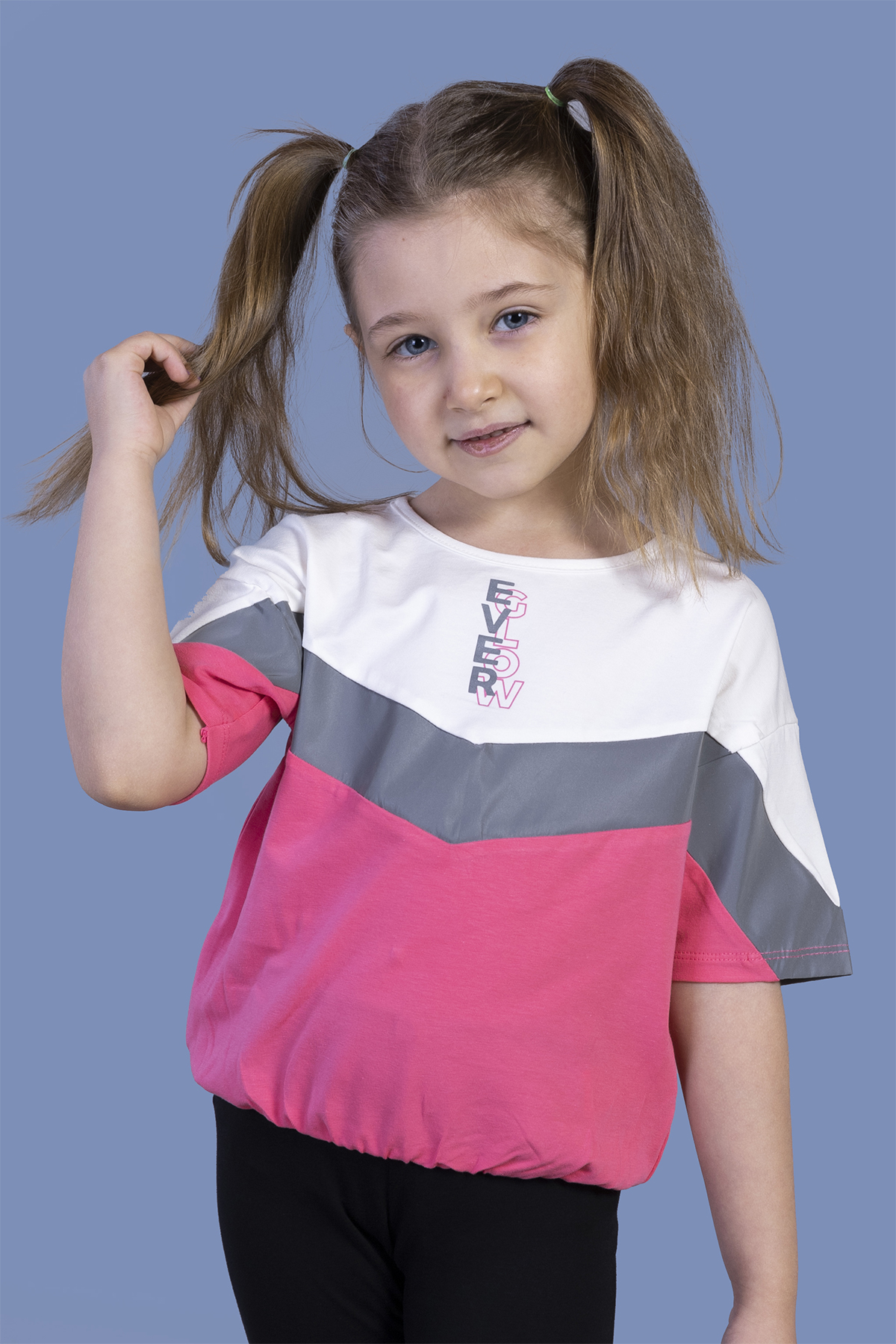 Toontoy Kız Çocuk Reflektör Detaylı Garnili Tişört