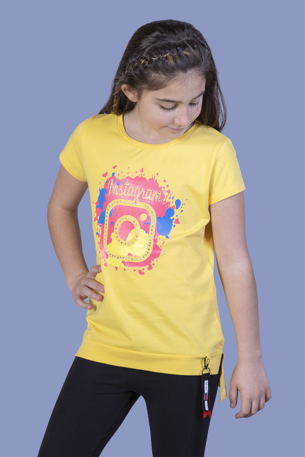 Toontoy  Kiz Çocuk Renkli İnstagram Baskili Tişört