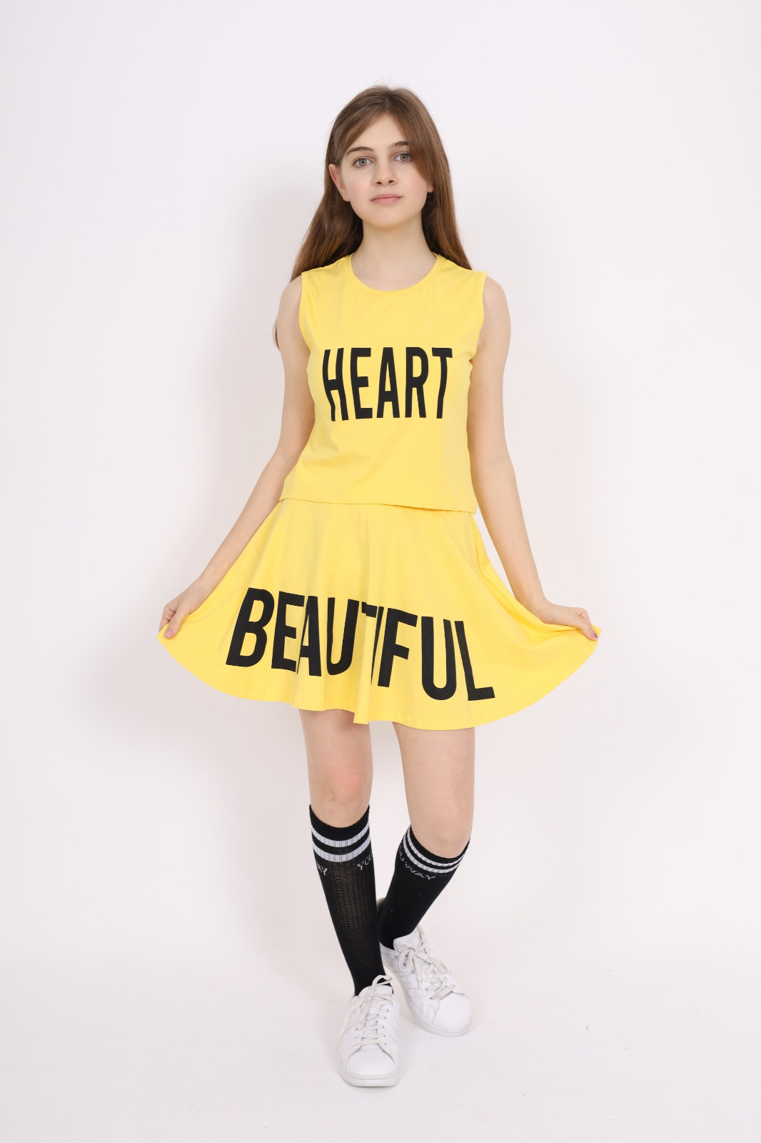 Toontoy Kız Çocuk Baskılı Etekli Takım