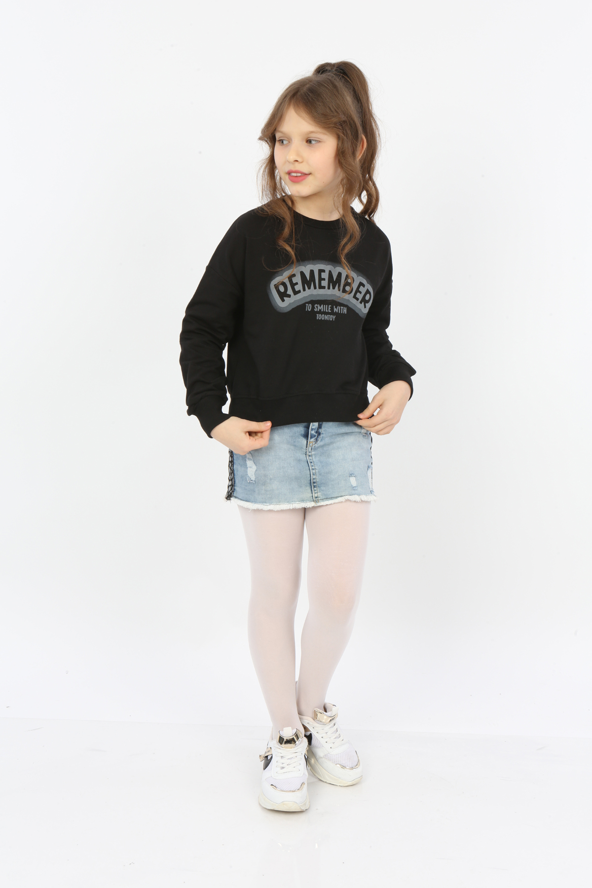 Toontoy Kız Çocuk Remember Baskılı Sweatshirt