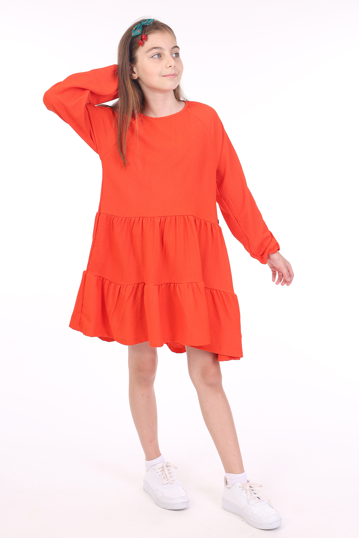 Toontoy Kız Çocuk Reglan Kol Elbise