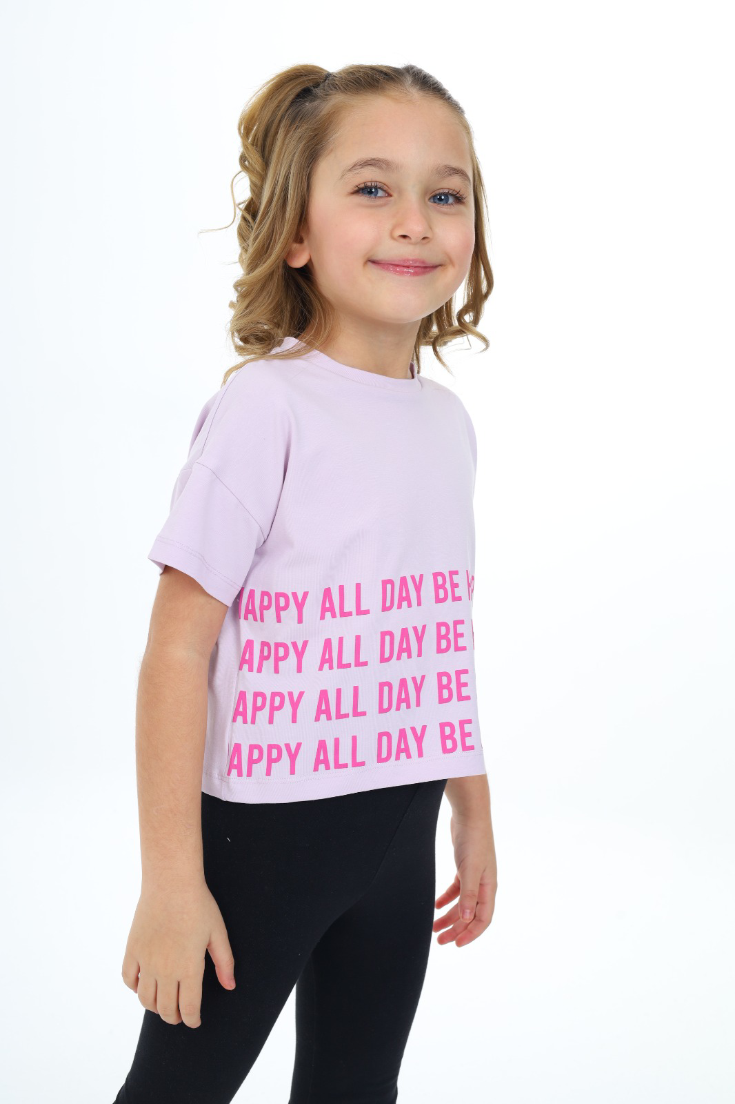 Toontoy Kız Çocuk Happy All Day Baskılı Tişört