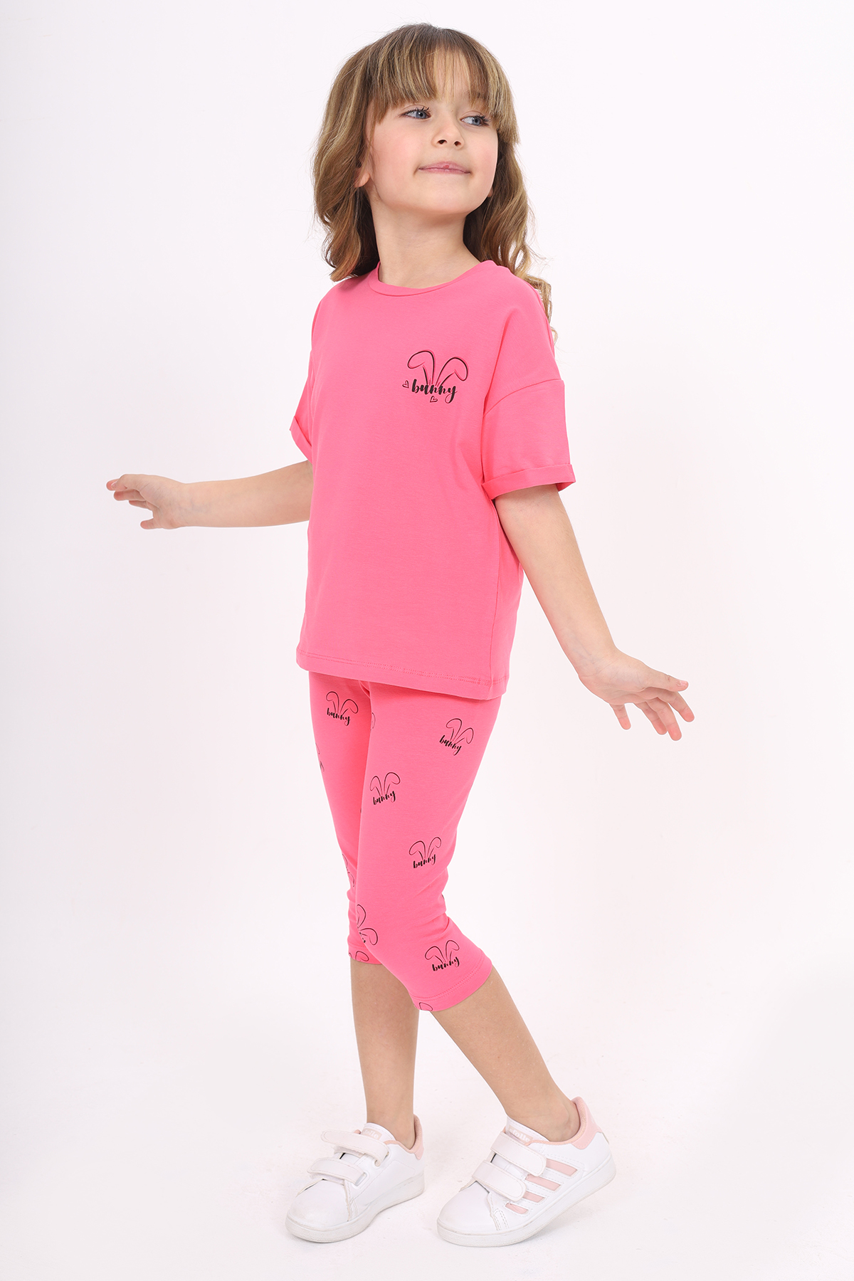 Toontoy Kız Çocuk Bunny Baskılı Kaprili Takım