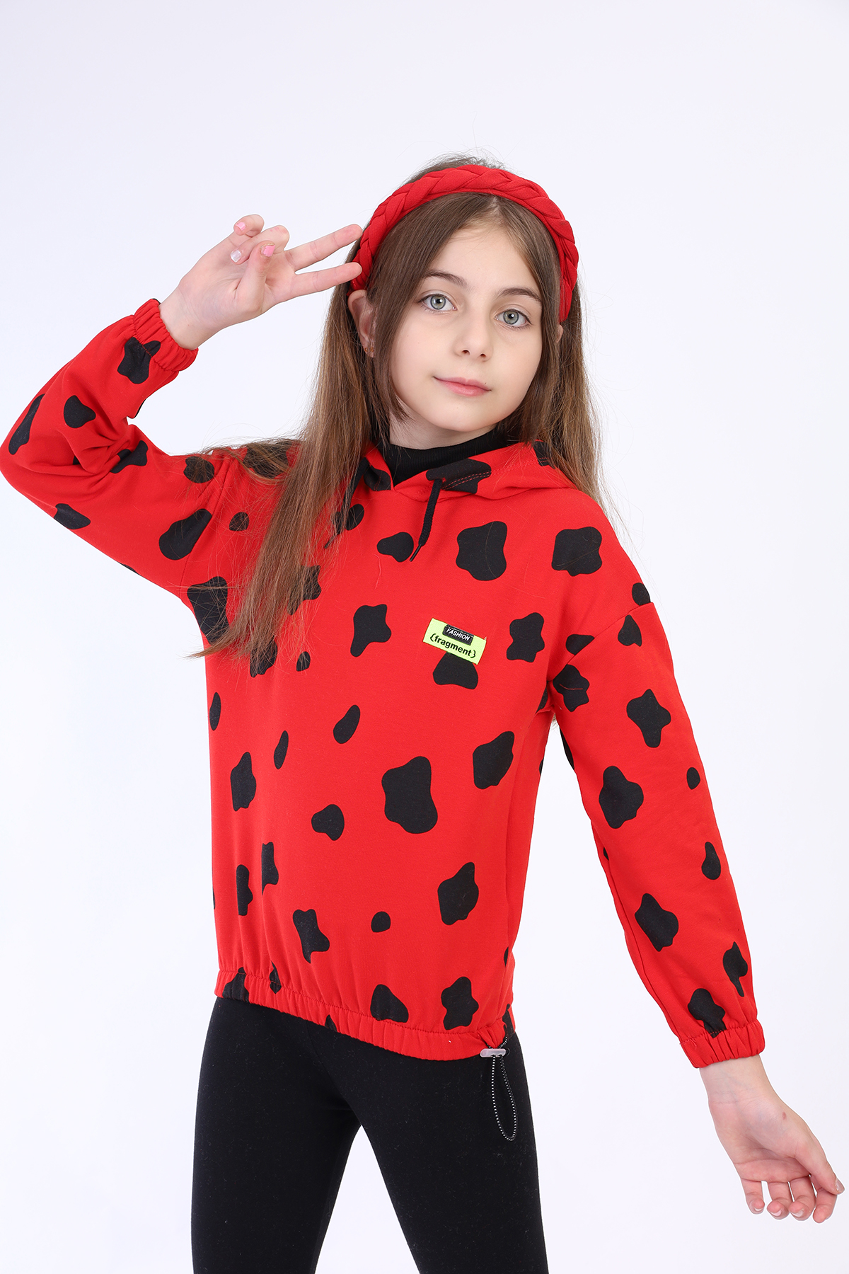 Toontoy Kız Çocuk Komple İnek Baskılı Sweatshirt