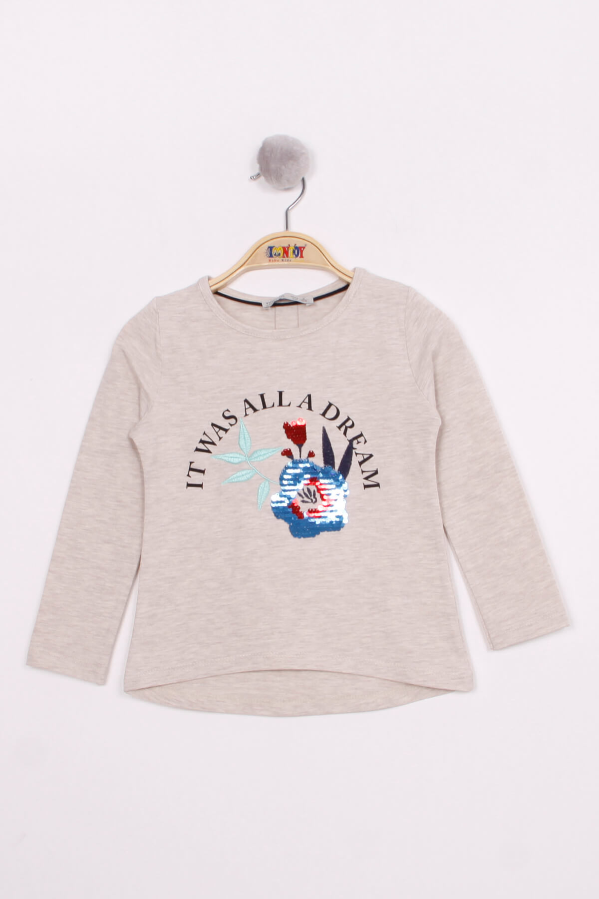 Toontoy Kız Çocuk Pullu Güllü Nakışlı T-Shirt