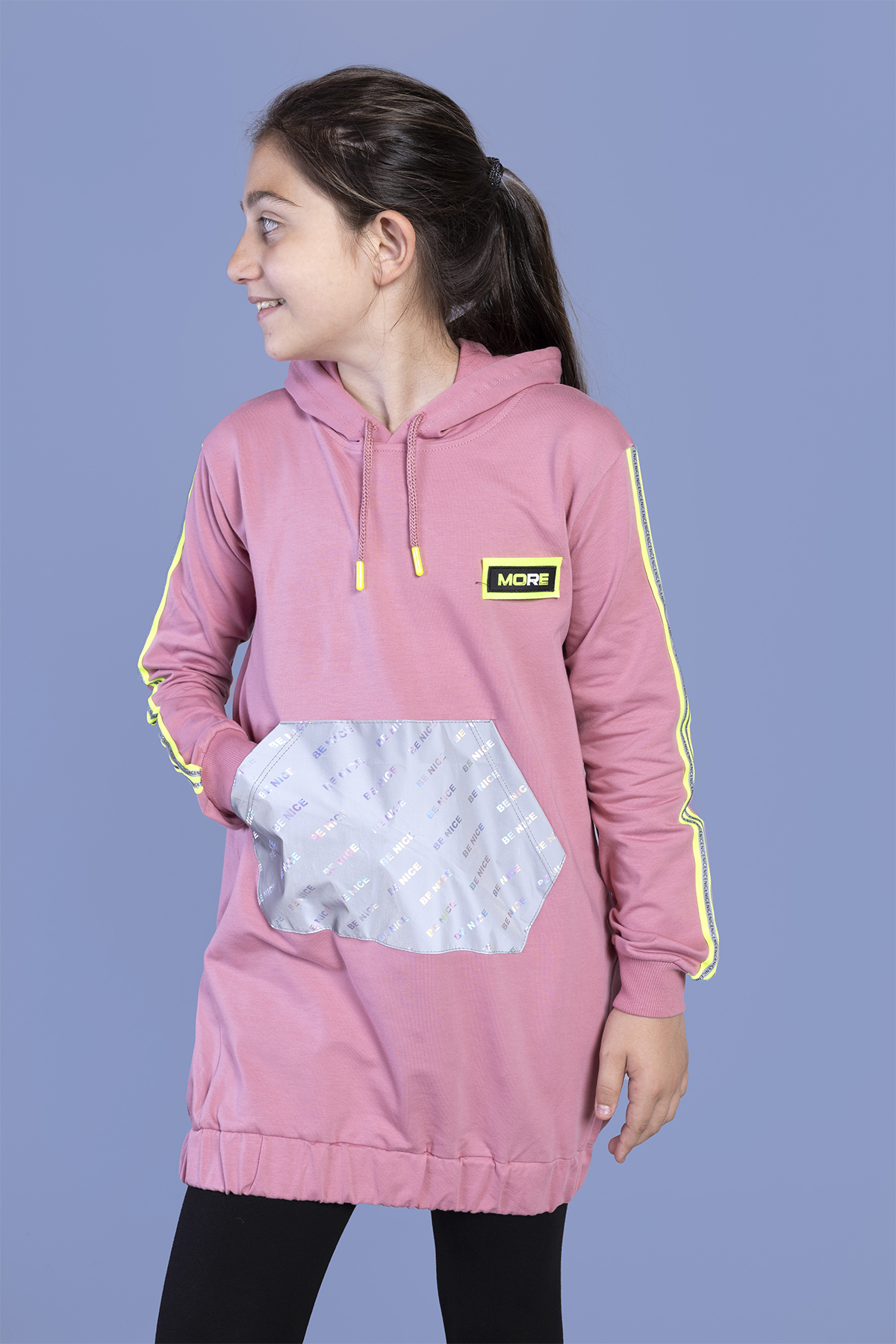 Toontoy Kız Çocuk Kanguru Cepli Reflektör Detaylı Sweatshirt