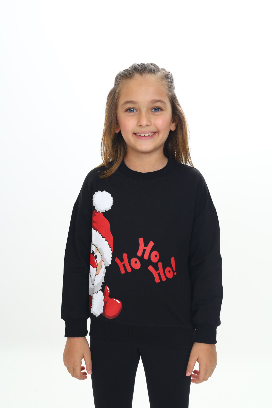 Toontoy Kız Çocuk  Kardan Adam Ho Ho Ho Baskılı Sweatshirt