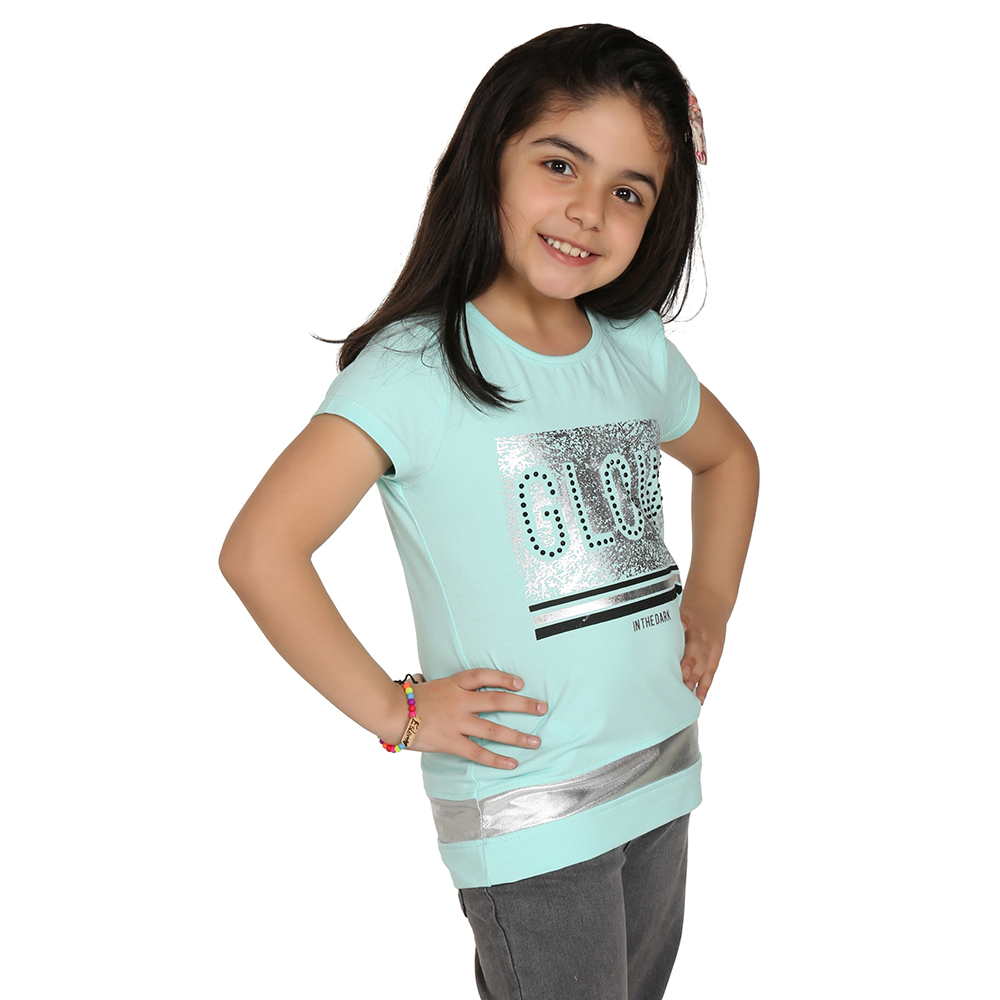 Toontoy Kız Çocuk Glow Baskılı Tişört