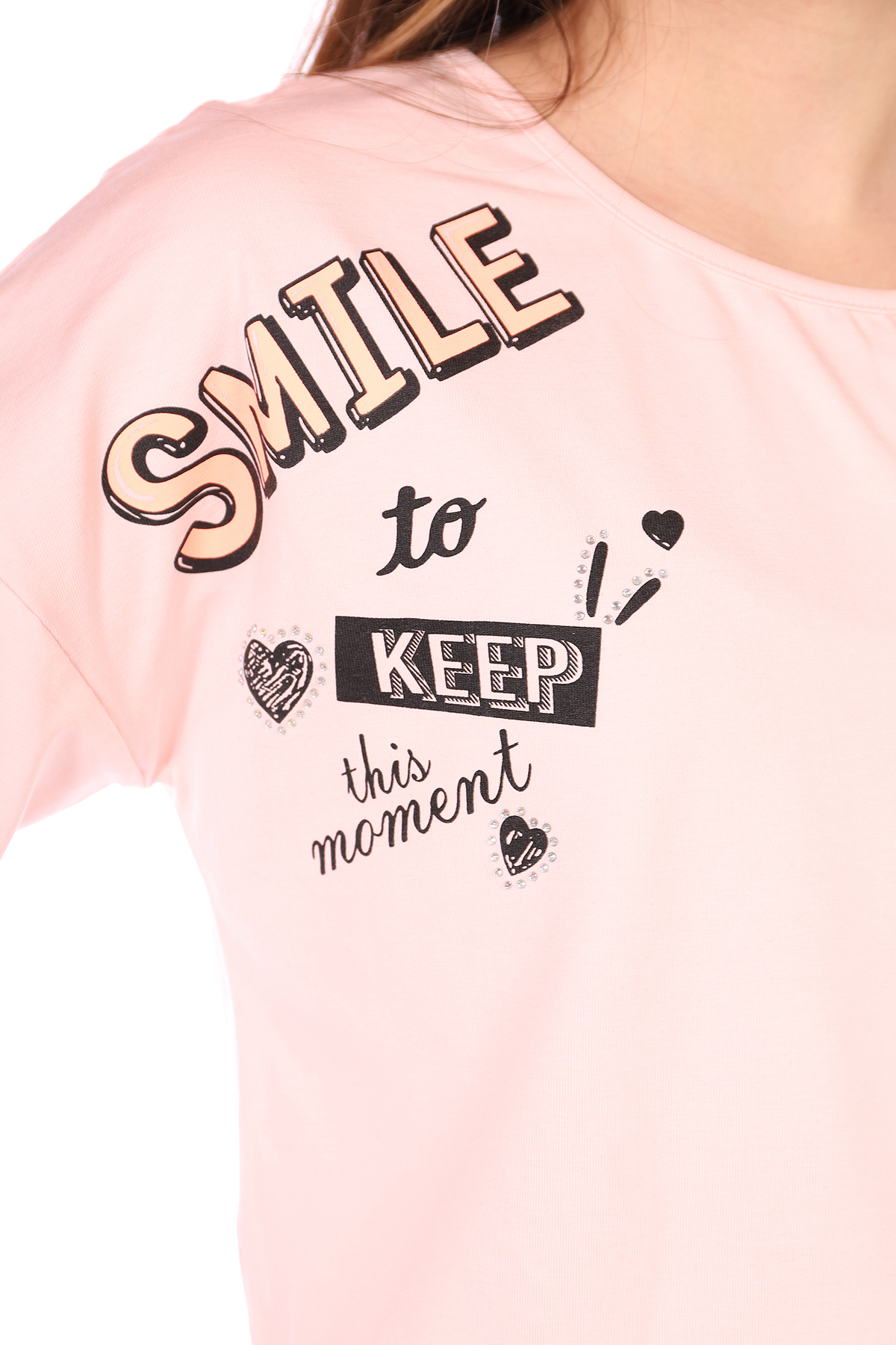 Toontoy Kız Çocuk Smile Keep Baskılı Kaprili Takım